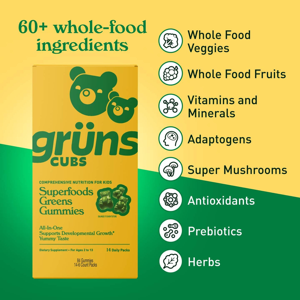 JTTP Products Grüns Kids Superfood Greens Gummies, 14 Servings available in Joshua Tree at JT Trading Post