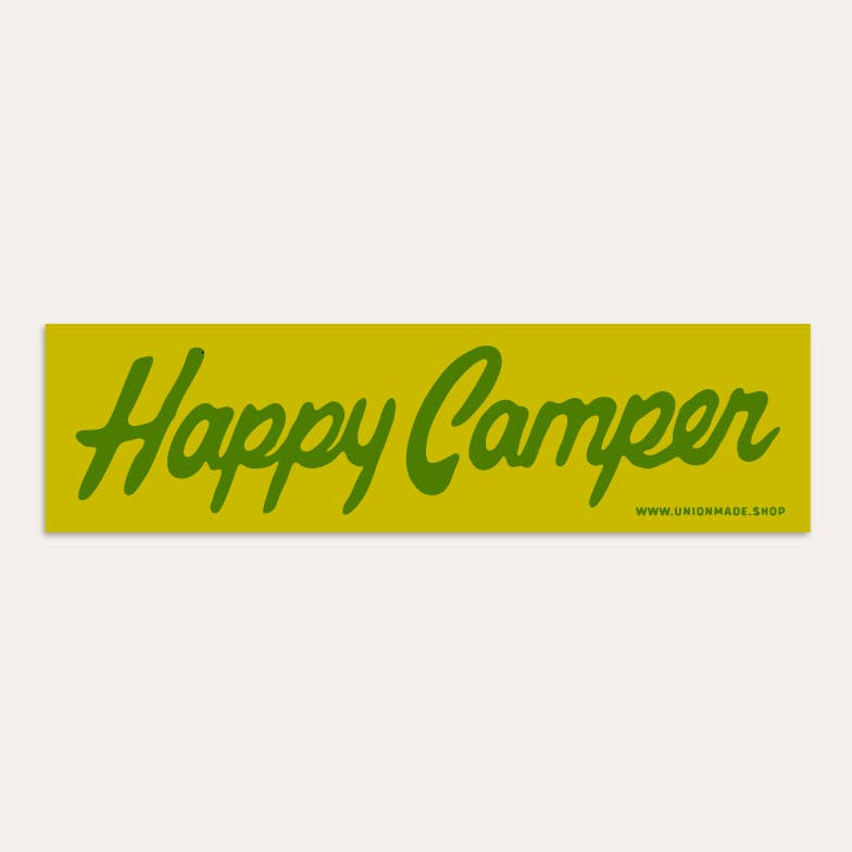 JTTP Products Happy Camper Bumper Sticker available in Joshua Tree at JT Trading Post