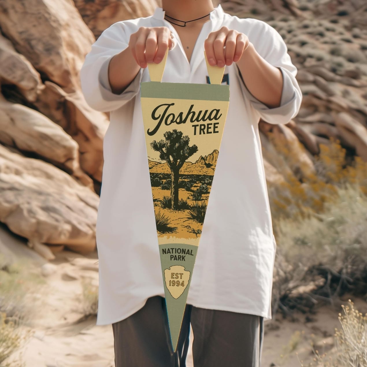 JTTP Products Joshua Tree National Park Felt Pennant | Large available in Joshua Tree at JT Trading Post