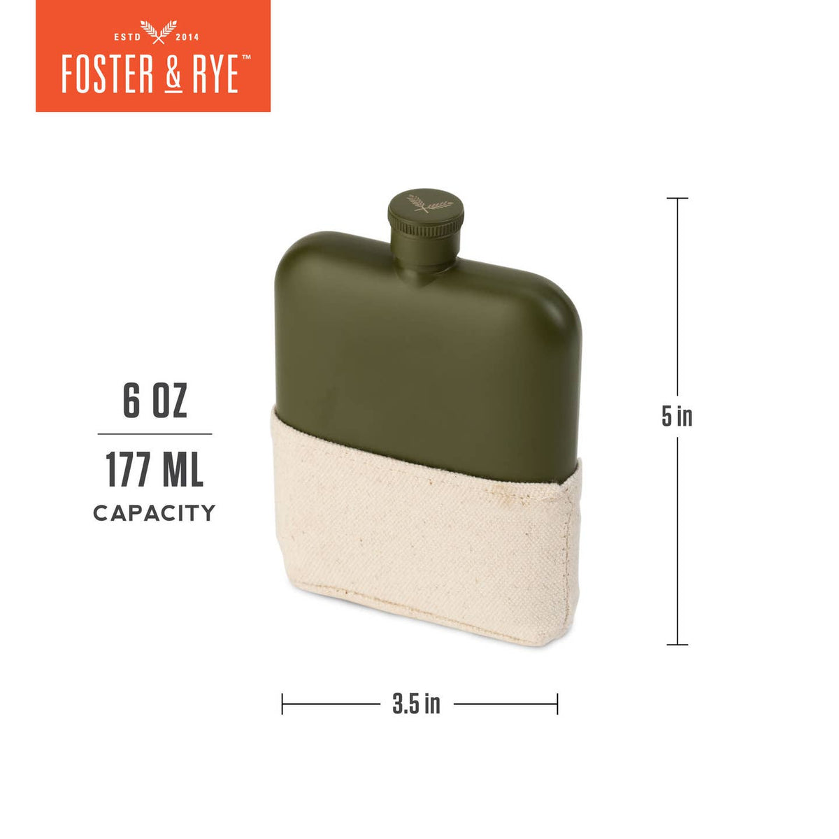 JTTP Products Matte Army Green Flask available in Joshua Tree at JT Trading Post
