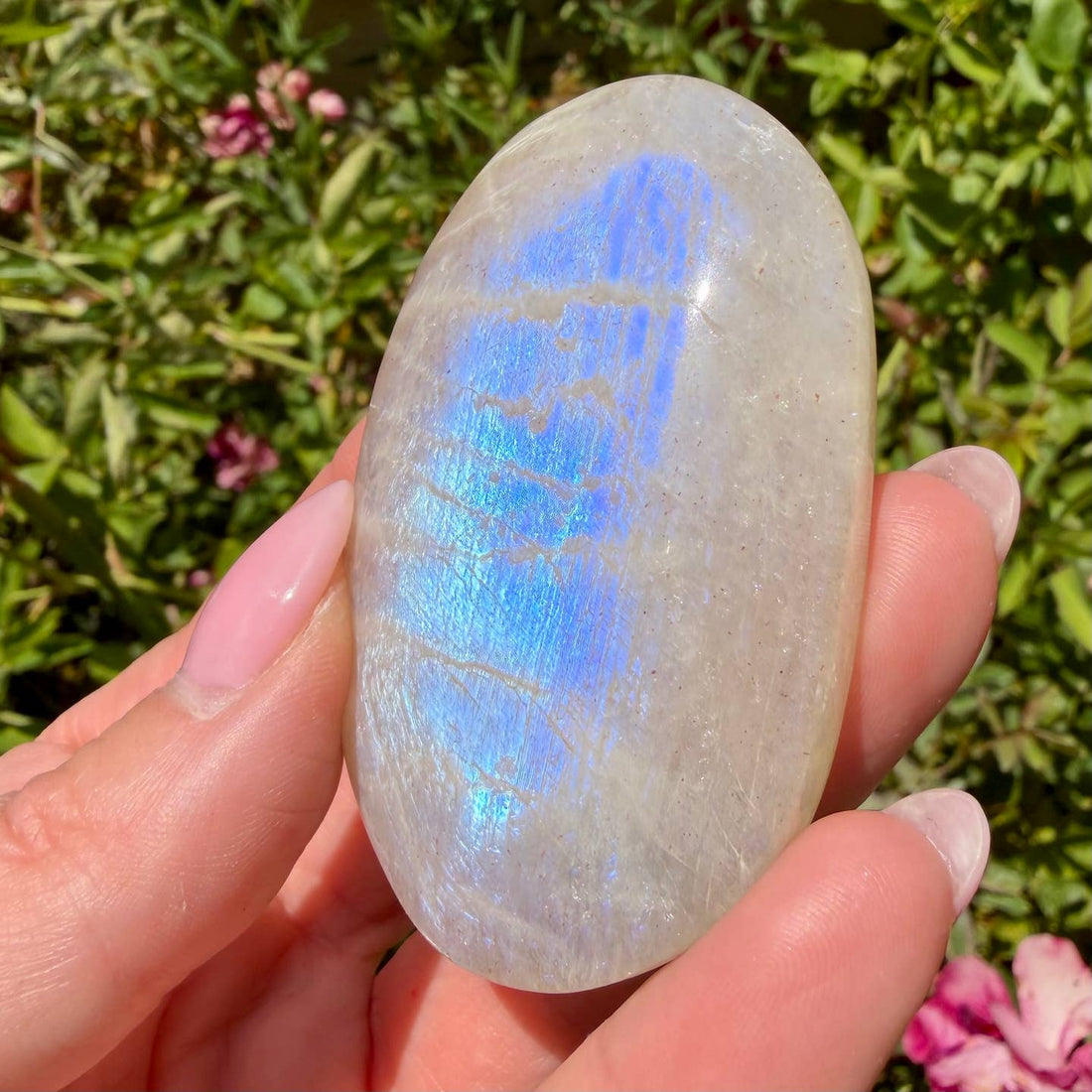 JTTP Products Moonstone + Sunstone Palm Stones | Small available in Joshua Tree at JT Trading Post