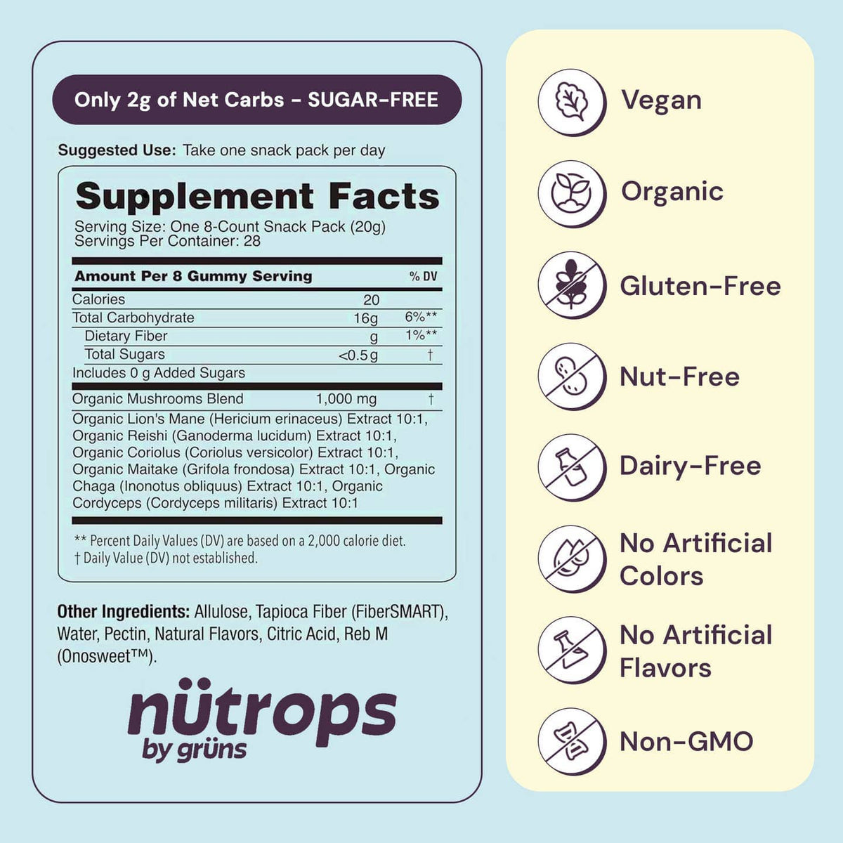 JTTP Products Nütrops Adult Sugar-Free Functional Nootropics Gummies, 3 Servings available in Joshua Tree at JT Trading Post
