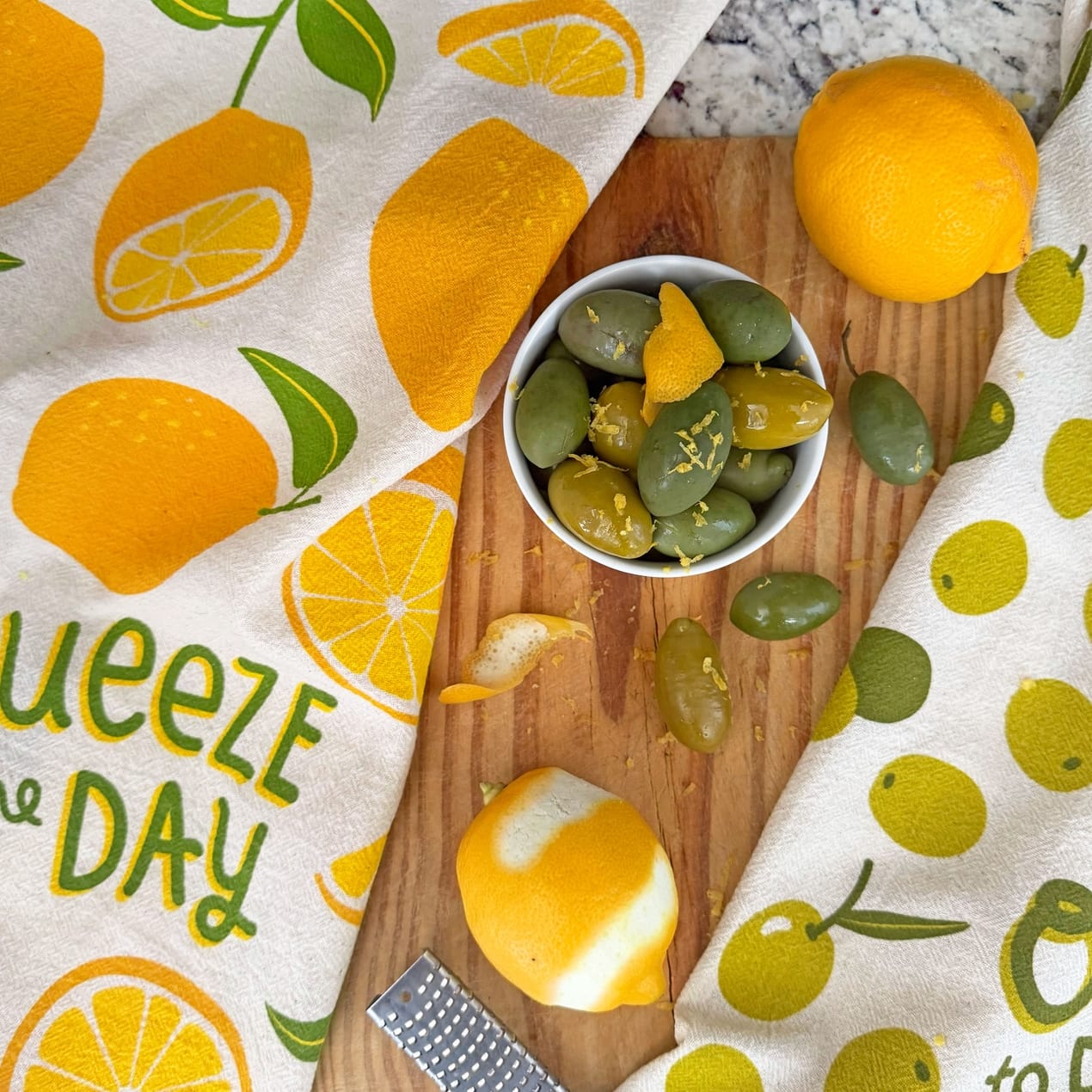 JTTP Products Olives with A Twist | Olive Lemon | Tea Towel Set of 2 available in Joshua Tree at JT Trading Post