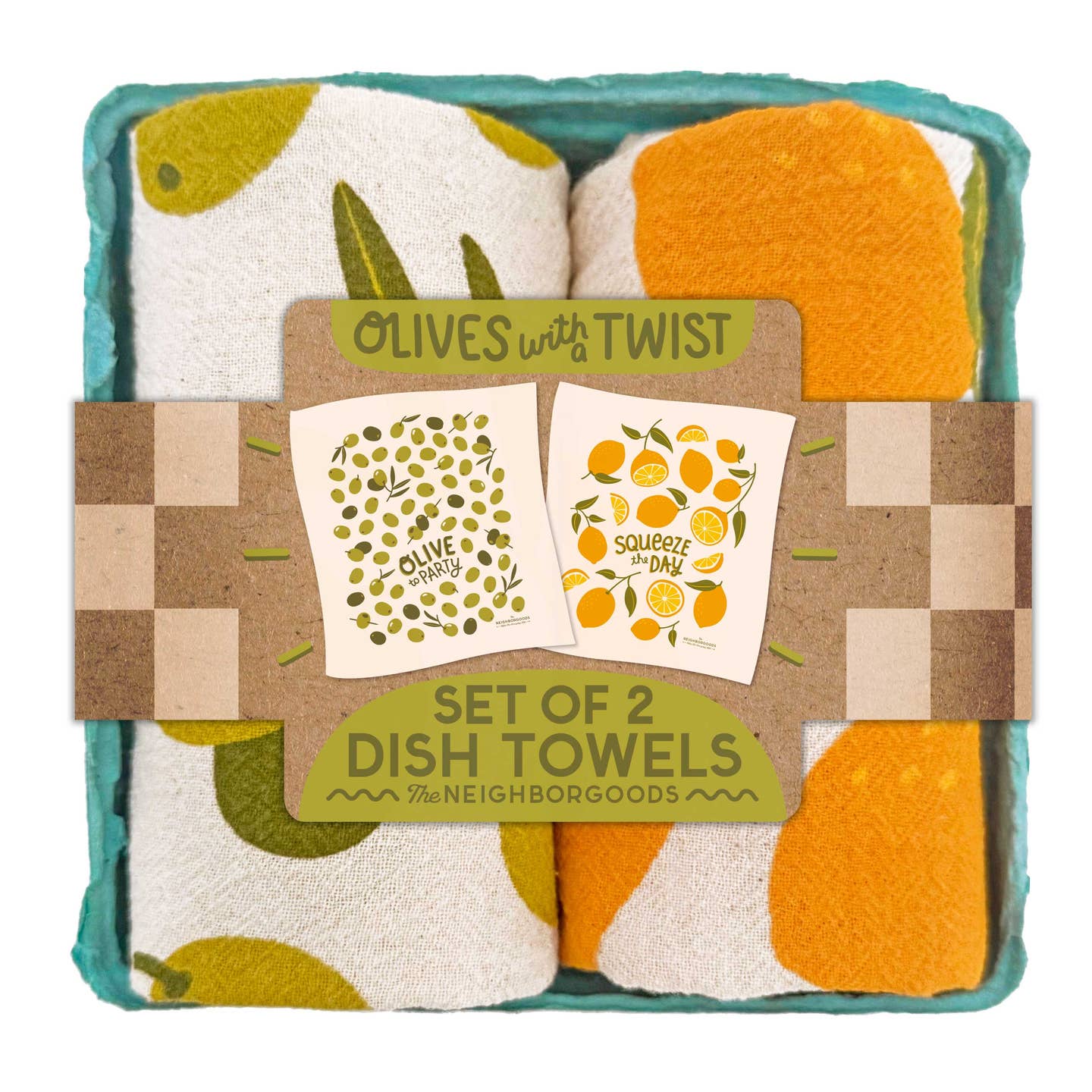 JTTP Products Olives with A Twist | Olive Lemon | Tea Towel Set of 2 available in Joshua Tree at JT Trading Post