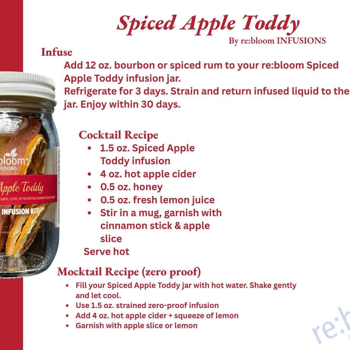 JTTP Products Re:Bloom Infusions | Spiced Apple Toddy Cocktail Mocktail available in Joshua Tree at JT Trading Post