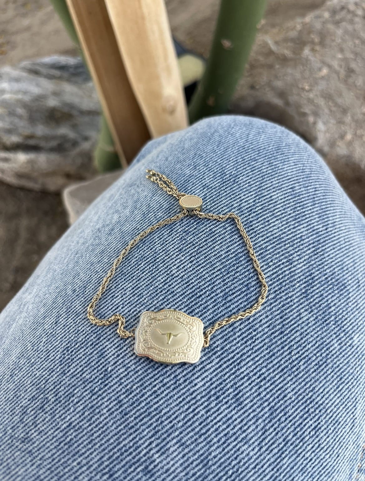 JTTP Products SpurWest | Mini Belt Buckle Bracelet (Longhorn) | Gold available in Joshua Tree at JT Trading Post