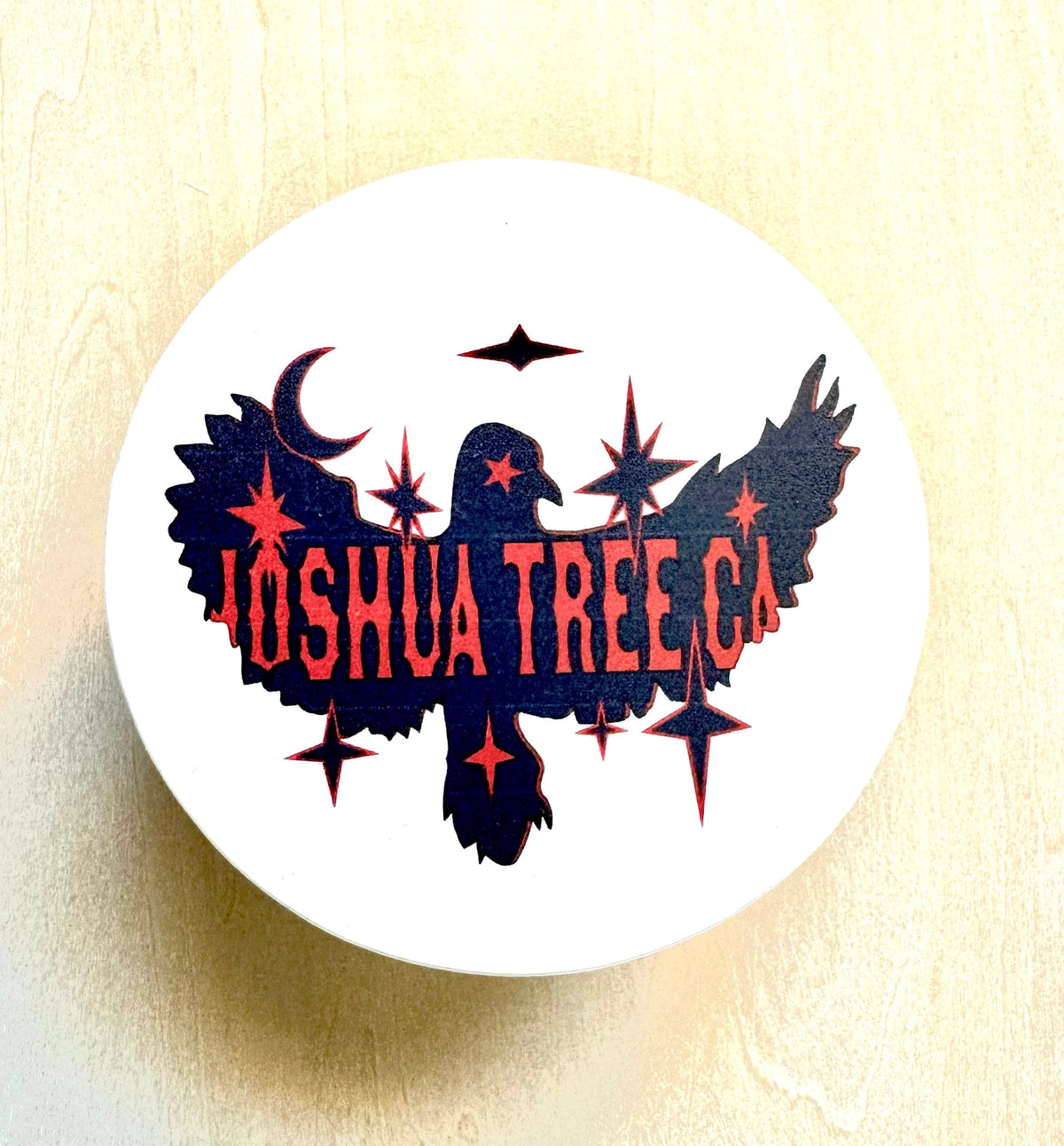 kreaturetown 3" Circle sticker:  Nighthawk & Blue Stars available in Joshua Tree at JT Trading Post