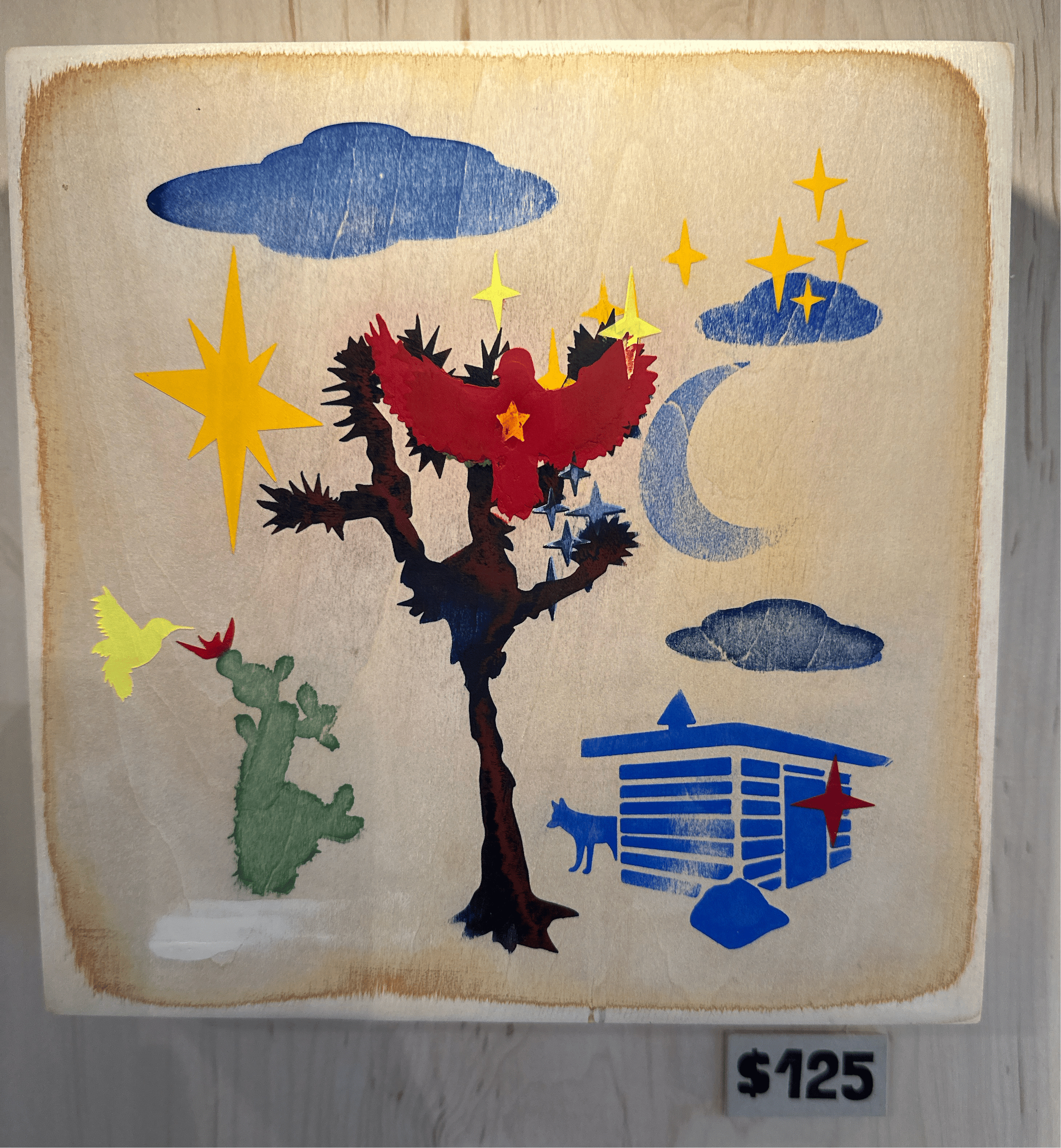 kreaturetown Original Kreaturetown Wood Panel:  8x8" available in Joshua Tree at JT Trading Post