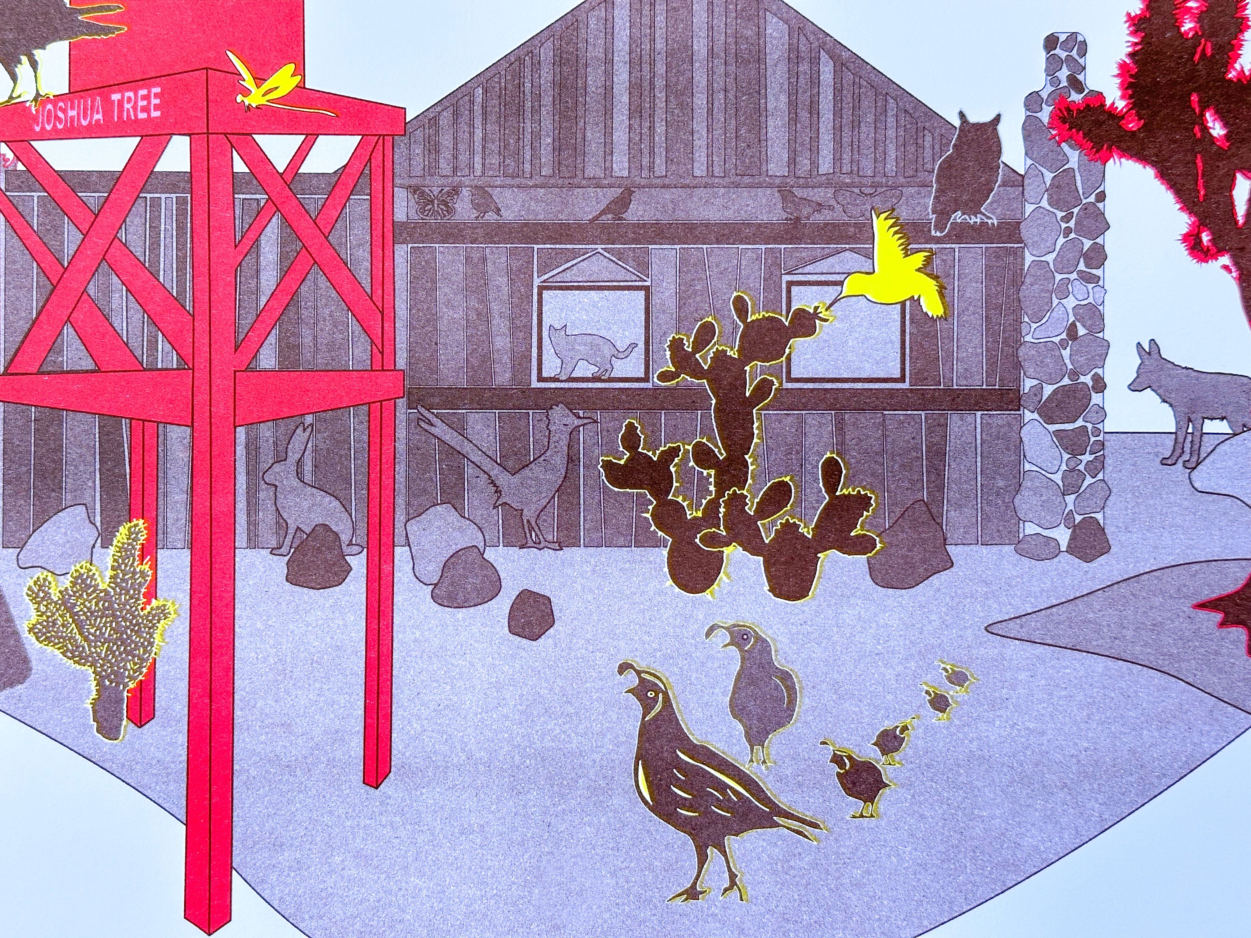 kreaturetown Joshua Tree:  "Desert Ranch"    11x14 Risograph Print available in Joshua Tree at JT Trading Post