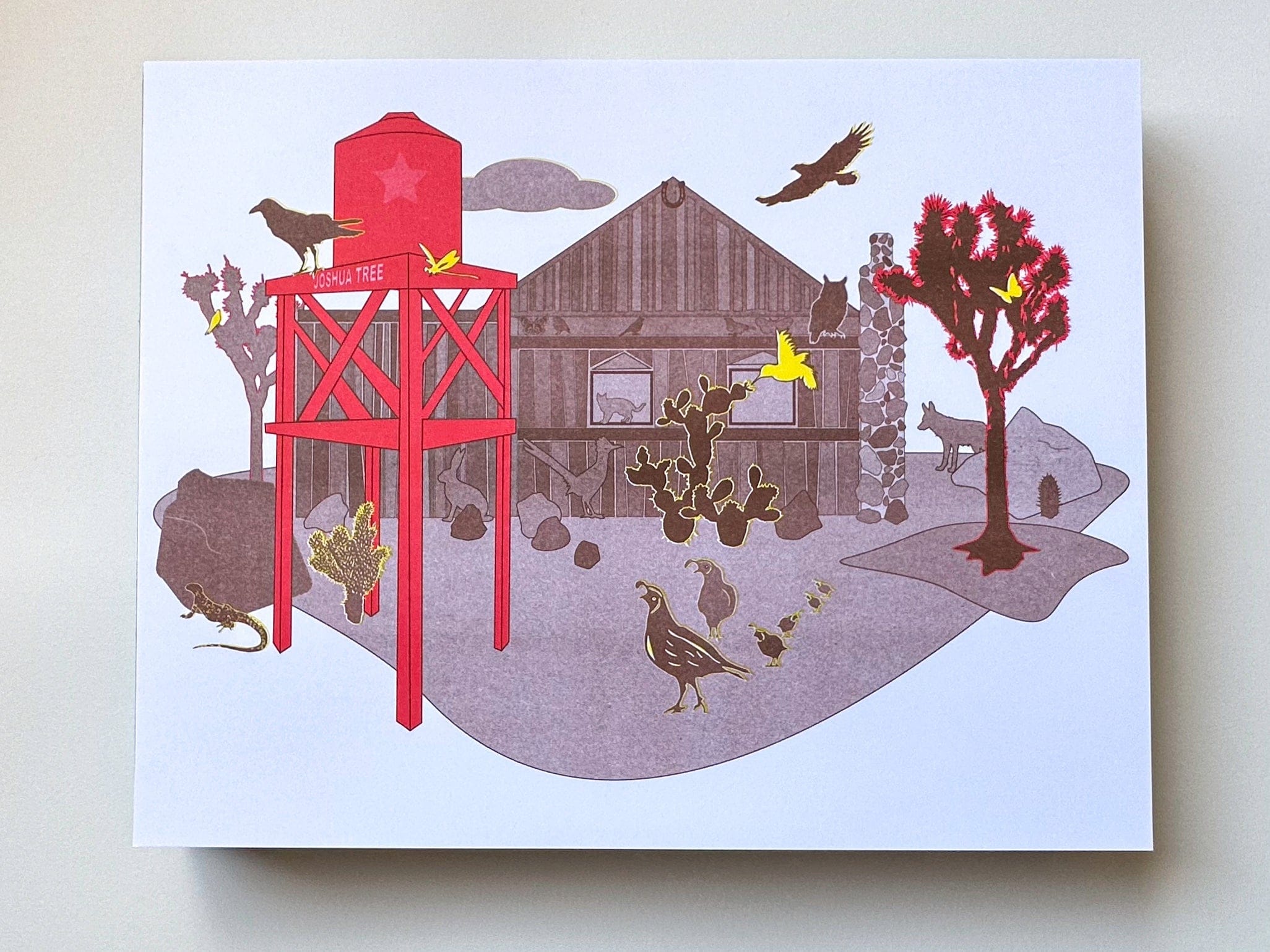 kreaturetown Joshua Tree:  "Desert Ranch"    11x14 Risograph Print available in Joshua Tree at JT Trading Post