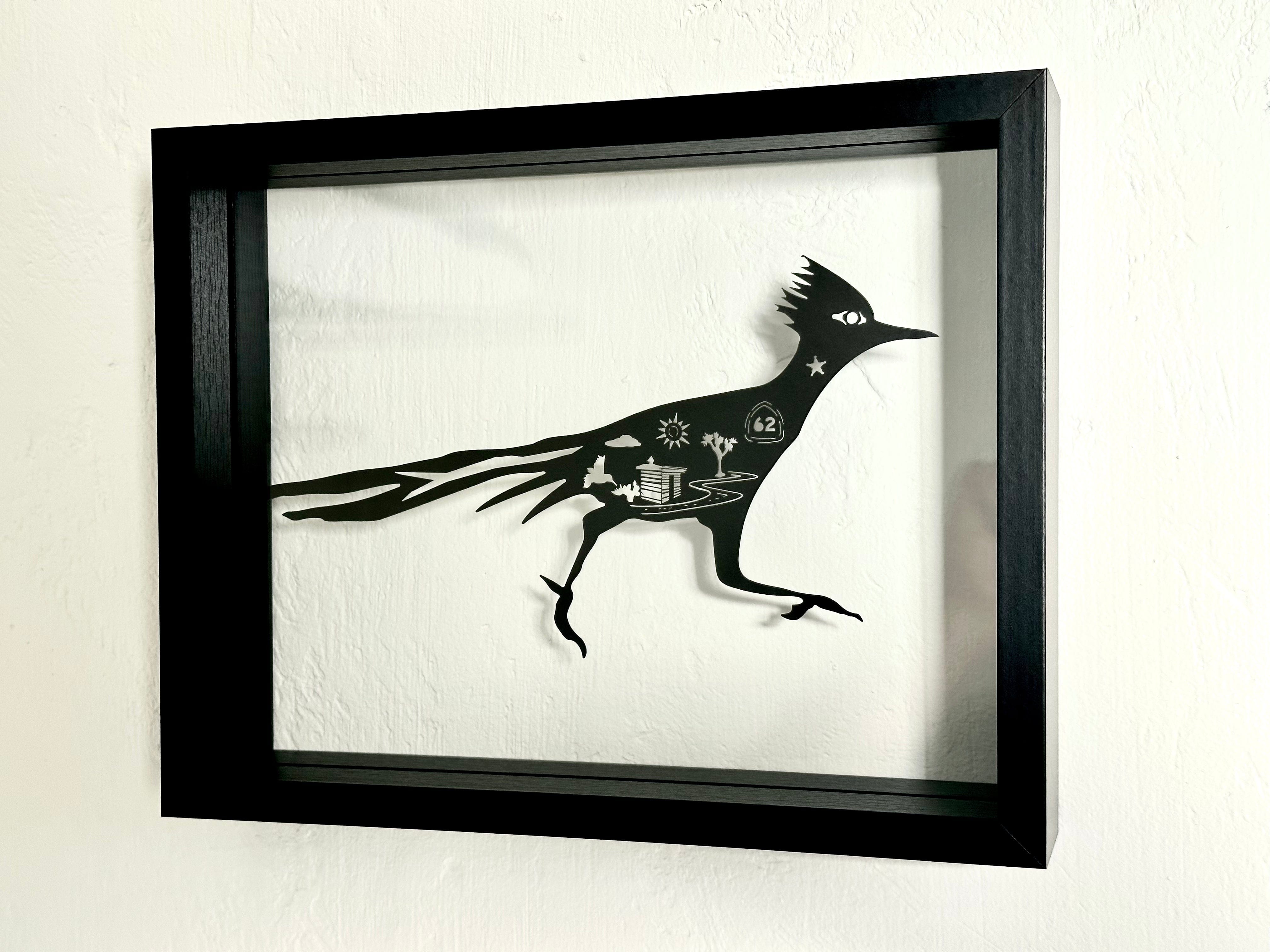 kreaturetown Joshua Tree:  Framed-Float "Roadrunner"  5x7 Cut Paper available in Joshua Tree at JT Trading Post