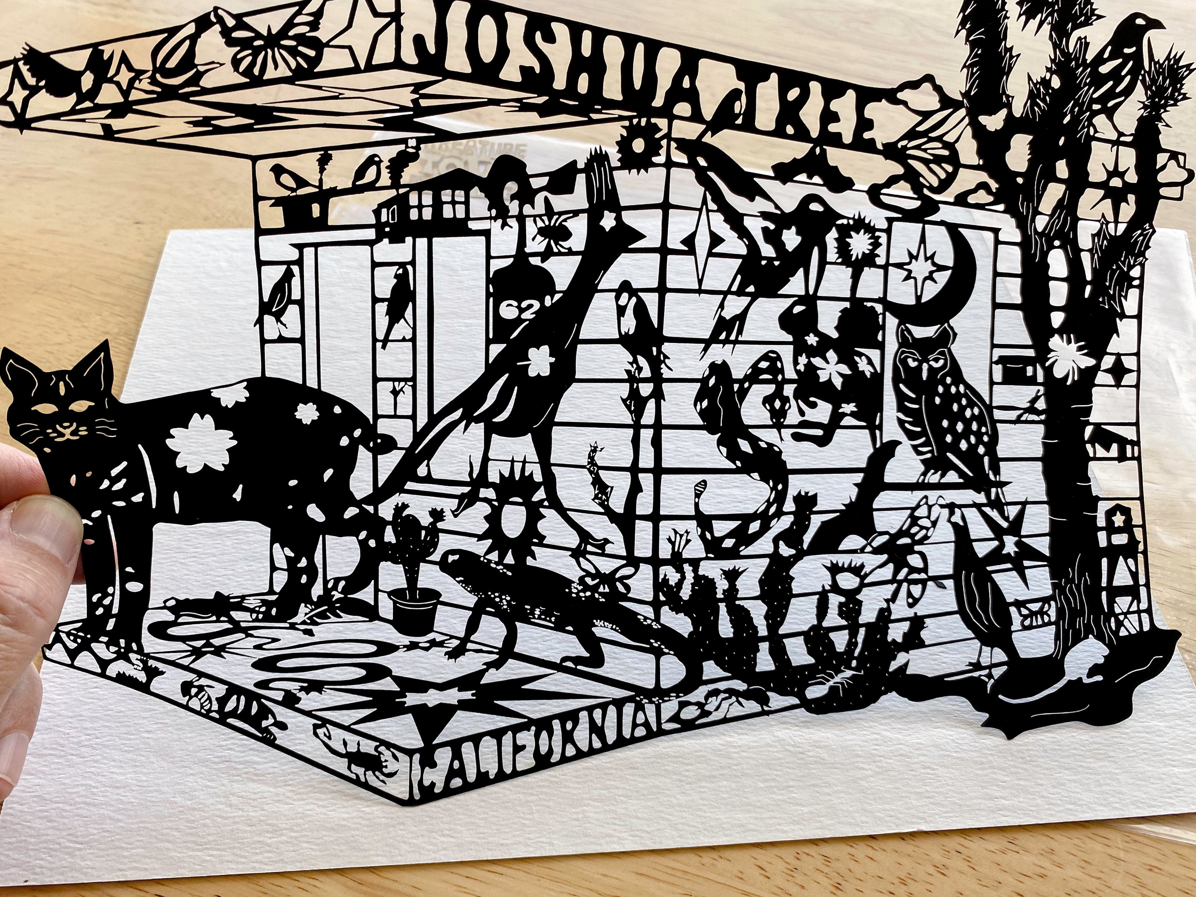 kreaturetown Joshua Tree:  "Homestead"  9x12 Cut Paper available in Joshua Tree at JT Trading Post