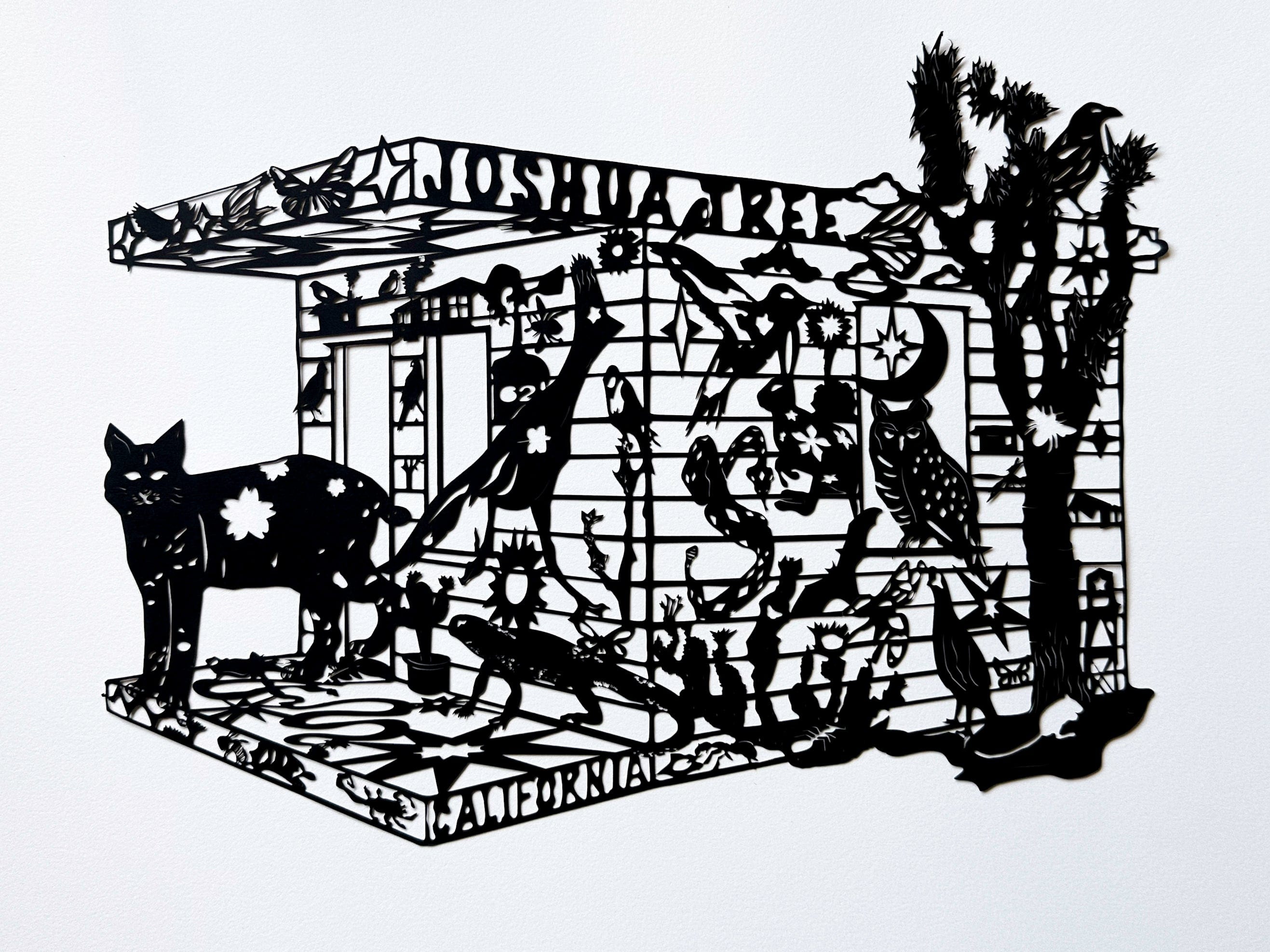 kreaturetown Joshua Tree:  "Homestead"  9x12 Cut Paper available in Joshua Tree at JT Trading Post