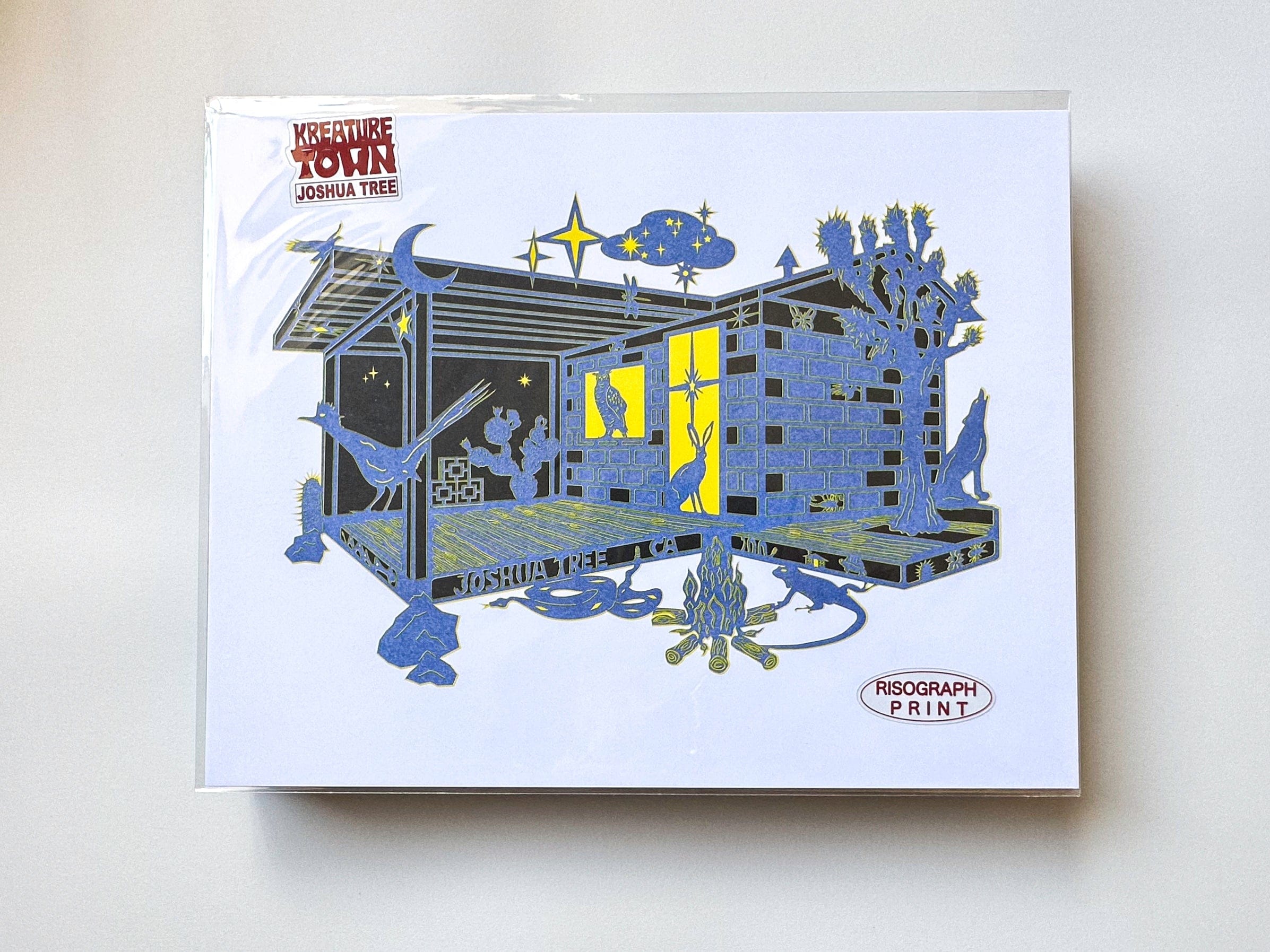 kreaturetown Joshua Tree:  "Moon & Stars"   11x14 Risograph Print available in Joshua Tree at JT Trading Post