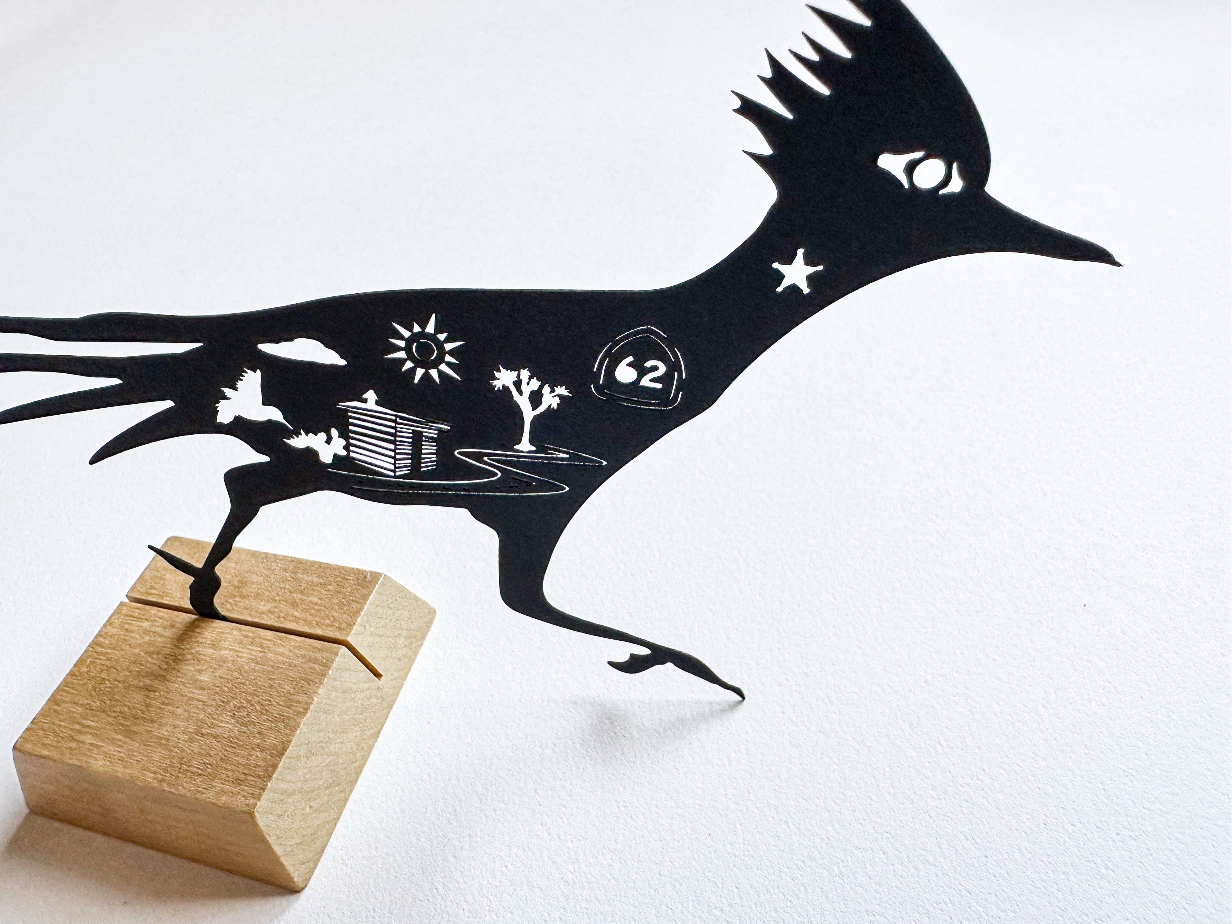 kreaturetown Joshua Tree:  "Roadrunner"  5x7 Cut Paper available in Joshua Tree at JT Trading Post