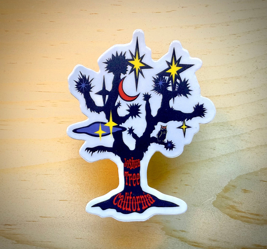 Sticker:  Blue Tree & and Yellow Stars