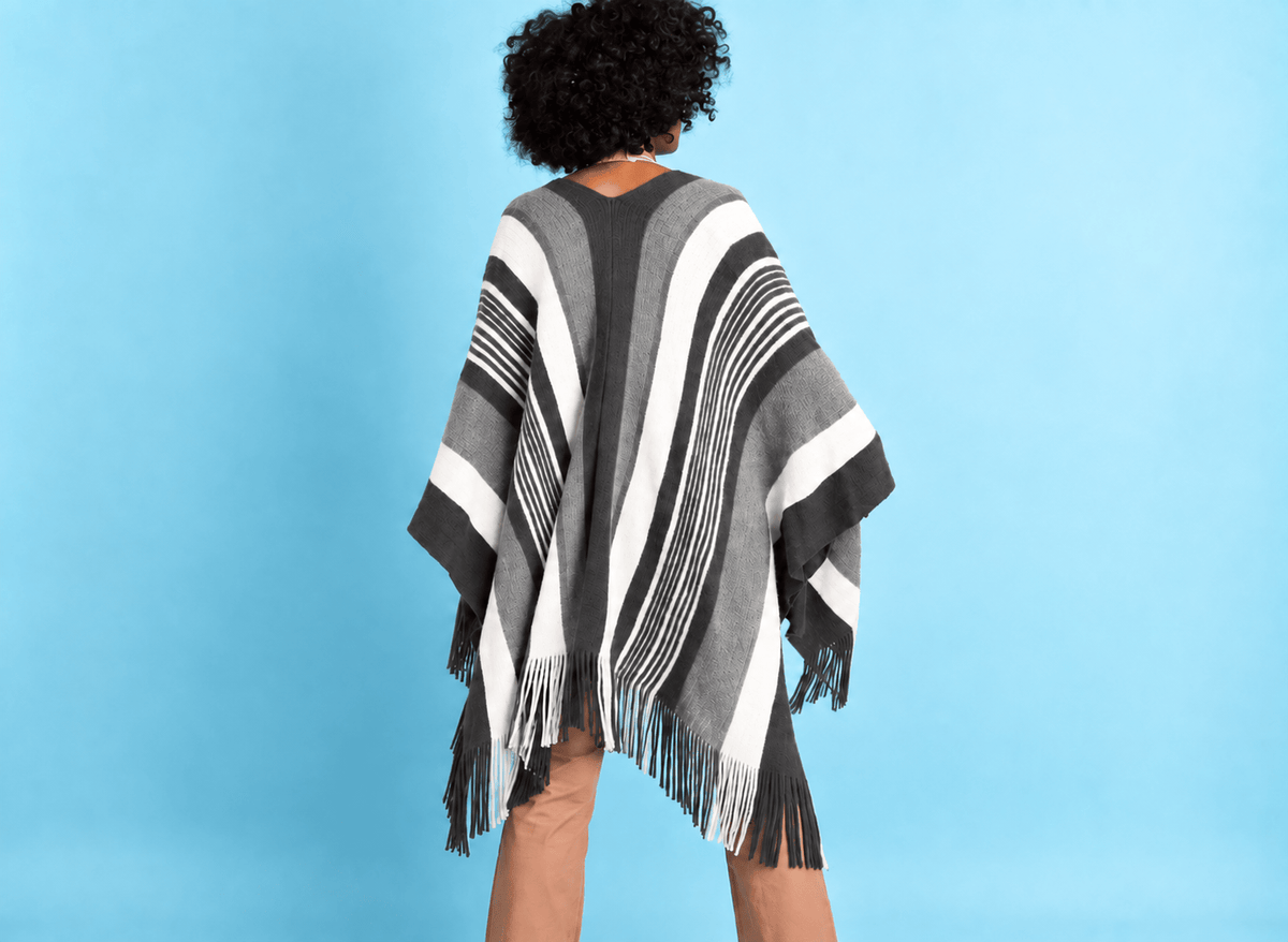 Mojave Moon Apothecary Grey Stripe Ruana available in Joshua Tree at JT Trading Post