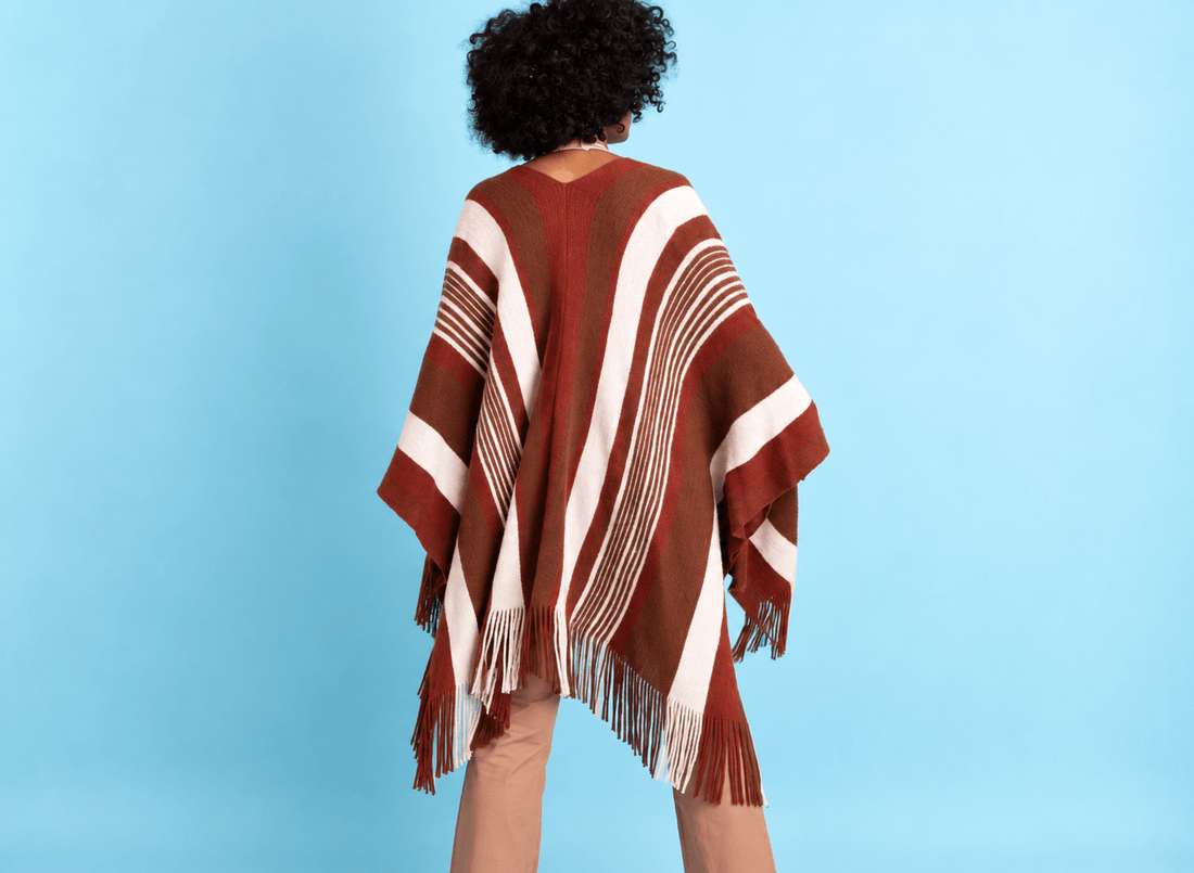 Mojave Moon Apothecary Rust Stripe Ruana available in Joshua Tree at JT Trading Post