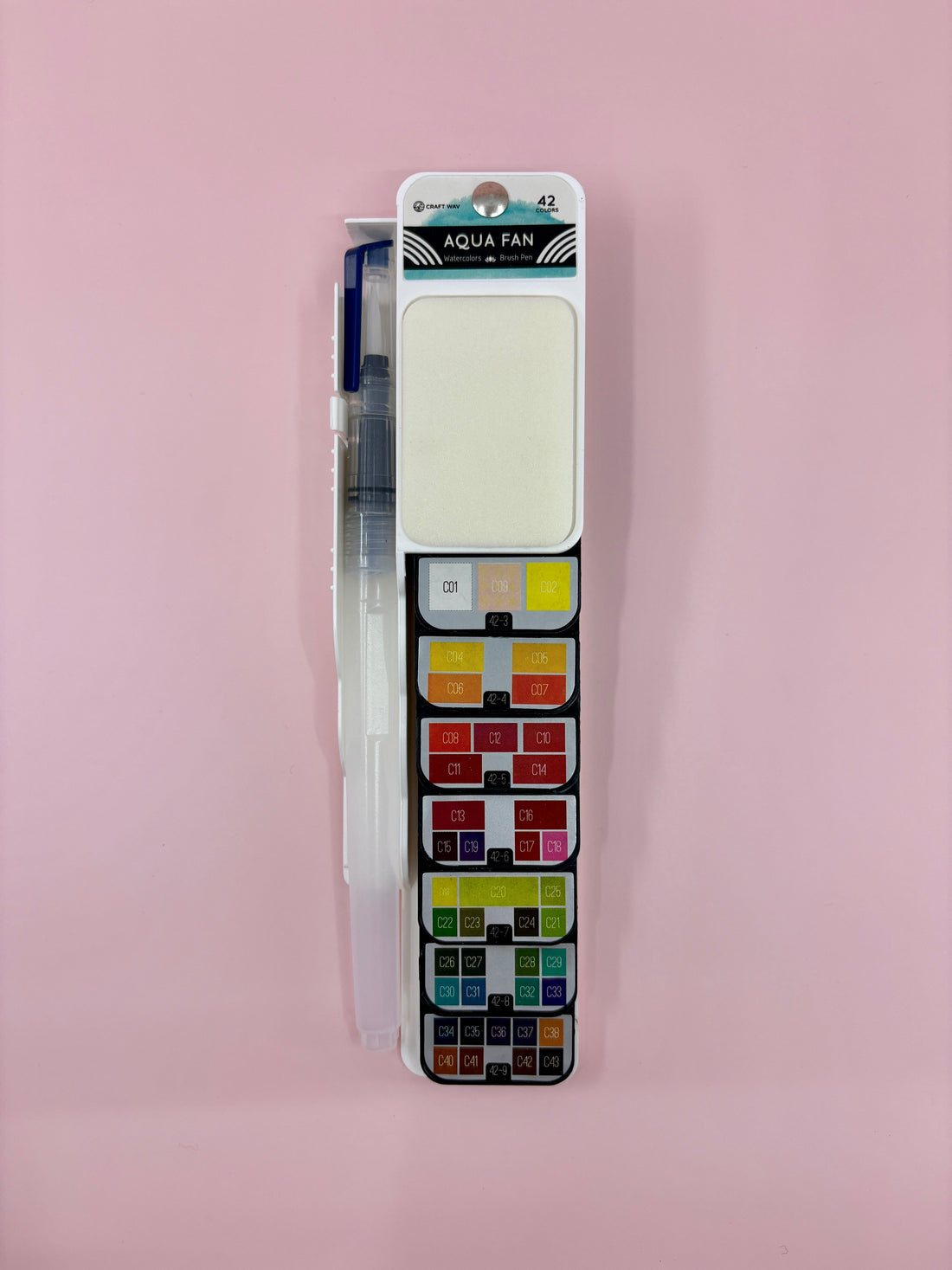 42 color compact watercolor set with brush for traveling 
