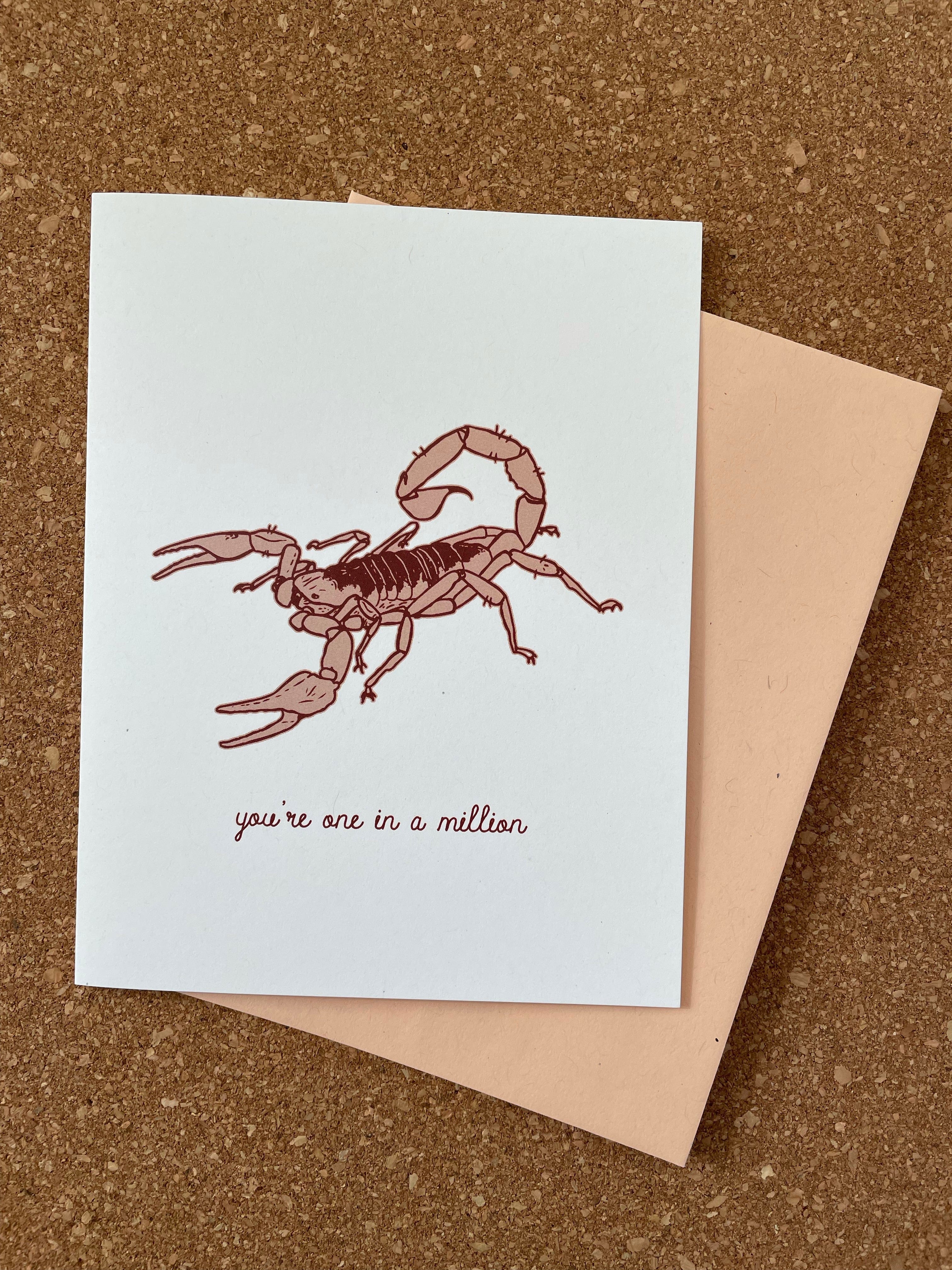Opal Atlas Giant Hairy Scorpion Greeting Card - you're one in a million available in Joshua Tree at JT Trading Post