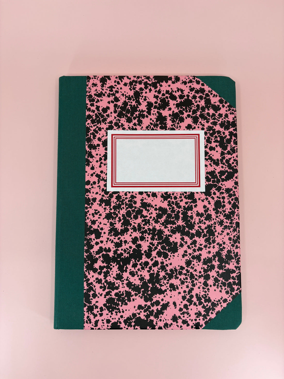 Emilio Braga pink and green blank notebook