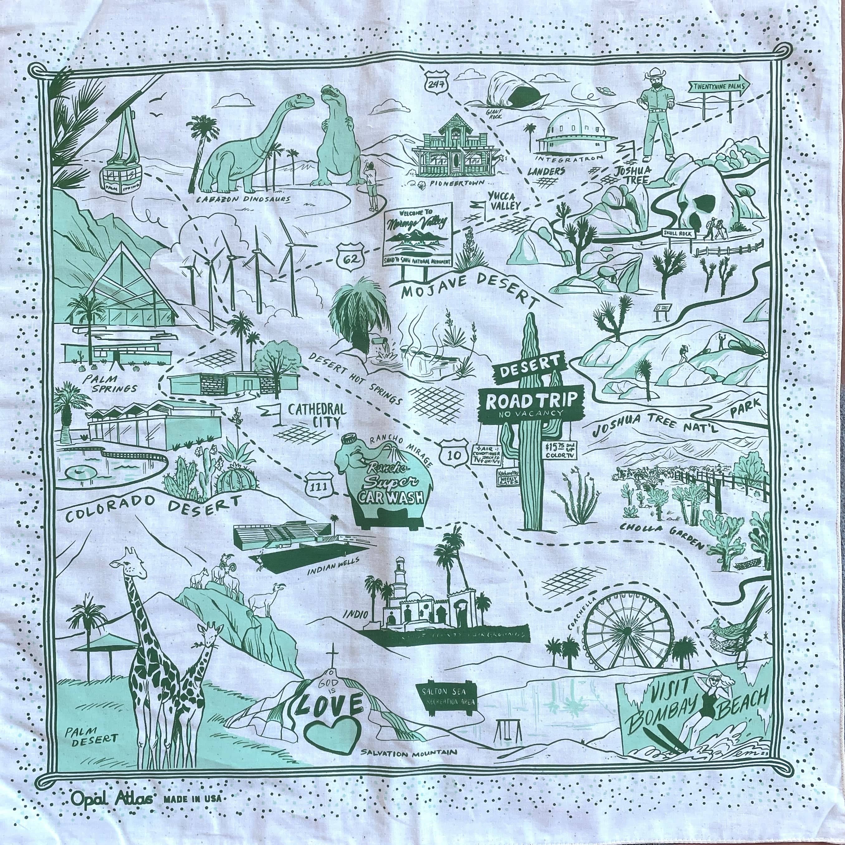 Opal Atlas Desert Roadtrip Bandana available in Joshua Tree at JT Trading Post