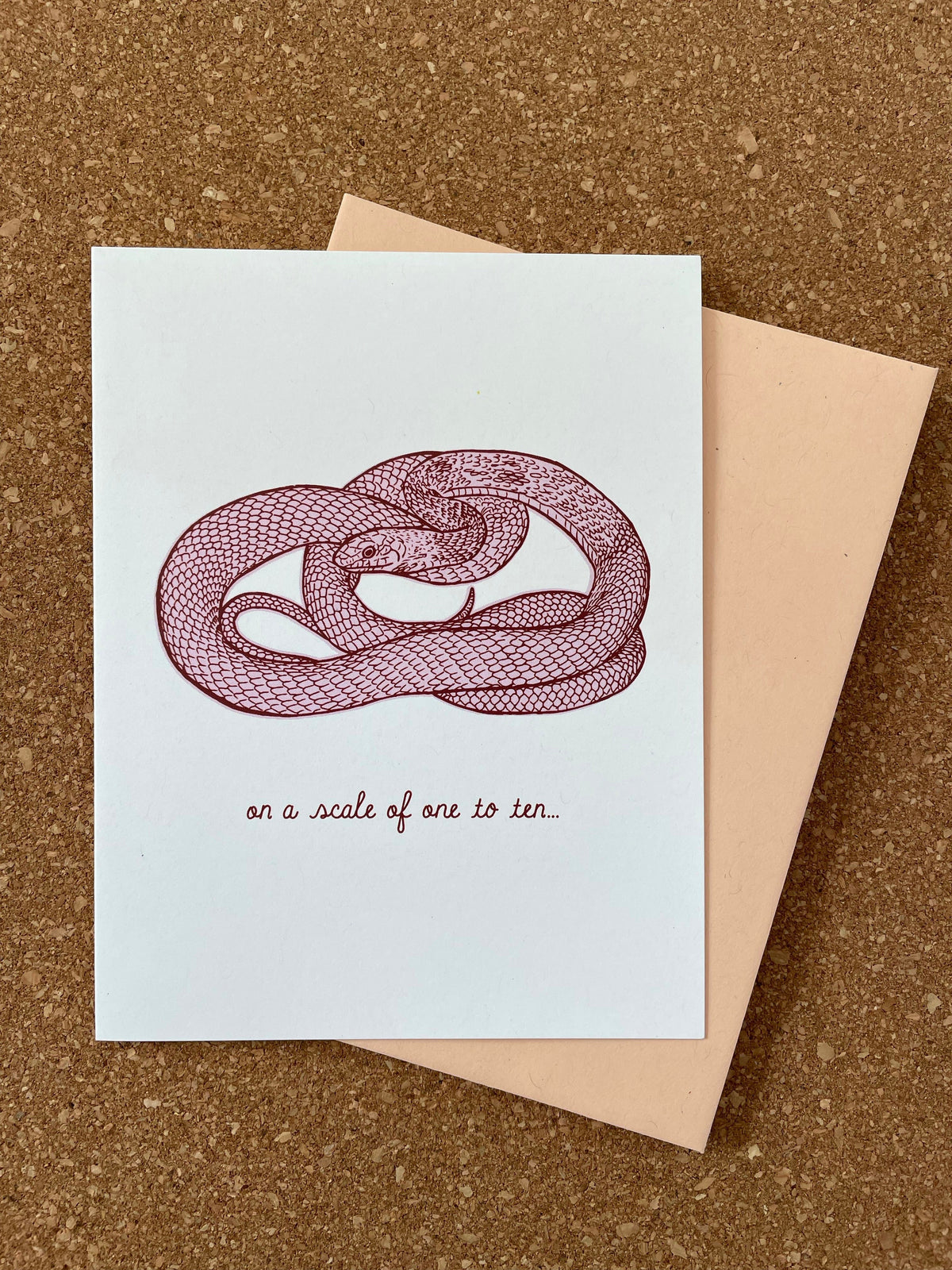 Opal Atlas Red Racer Snake Greeting Card - on a scale of one to ten... available in Joshua Tree at JT Trading Post