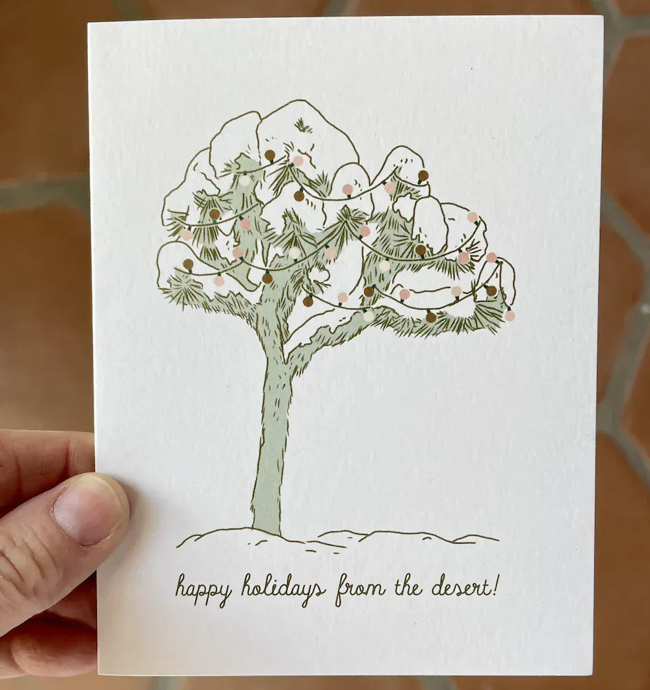 Opal Atlas Snowy Joshua Tree Greeting Card - holiday greetings from the desert available in Joshua Tree at JT Trading Post