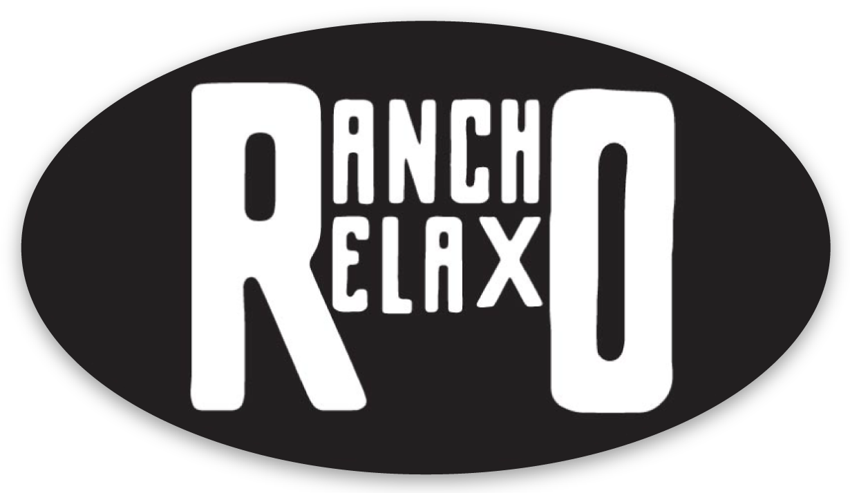 Rancho Relaxo B&W Oval Sticker available in Joshua Tree at JT Trading Post