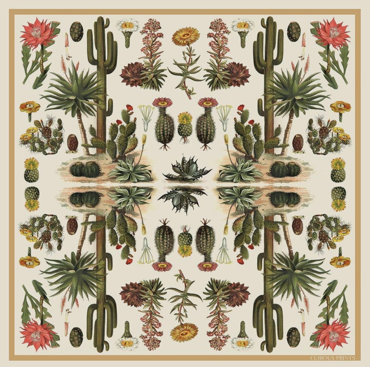 Rancho Relaxo Cactus Bandana Silk Scarf available in Joshua Tree at JT Trading Post