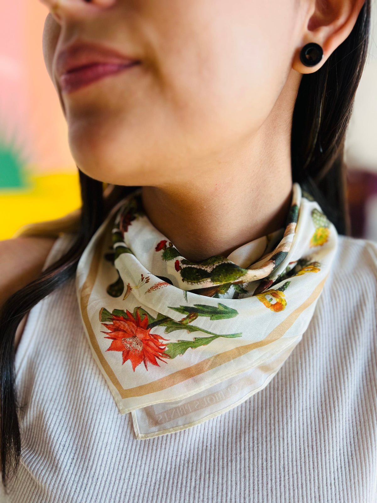 Rancho Relaxo Cactus Bandana Silk Scarf available in Joshua Tree at JT Trading Post