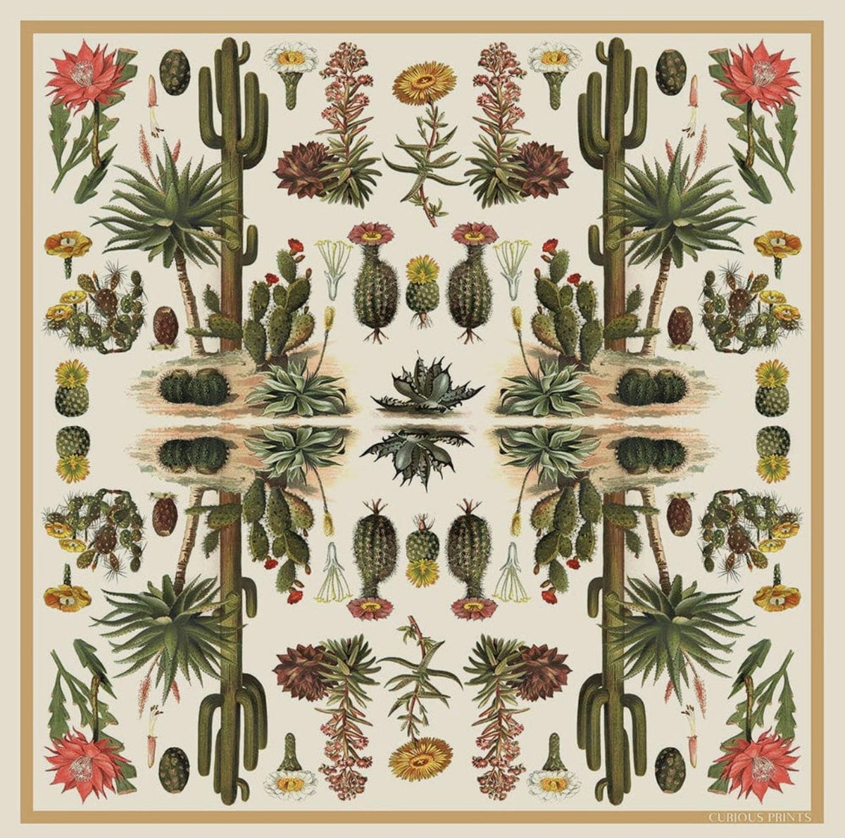 Rancho Relaxo Cactus Bandana Silk Scarf available in Joshua Tree at JT Trading Post