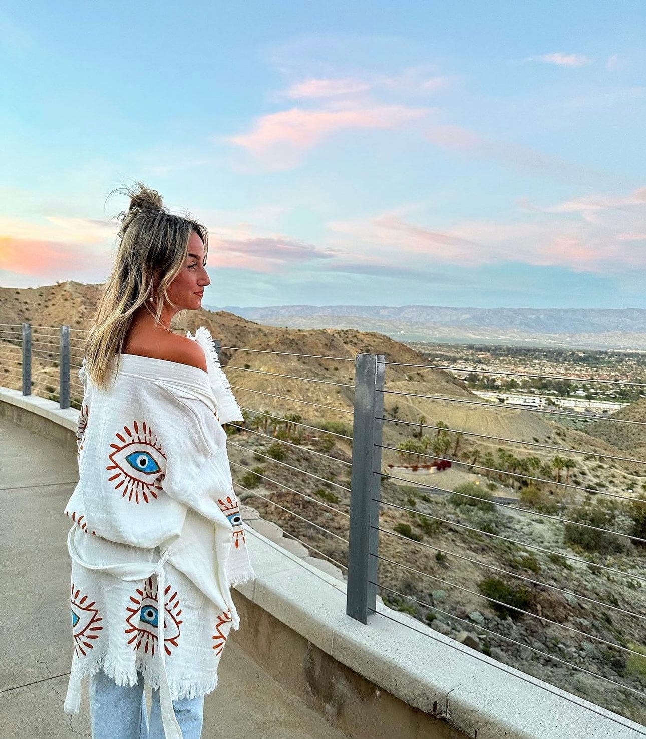Rancho Relaxo Evil Eye Kimono available in Joshua Tree at JT Trading Post