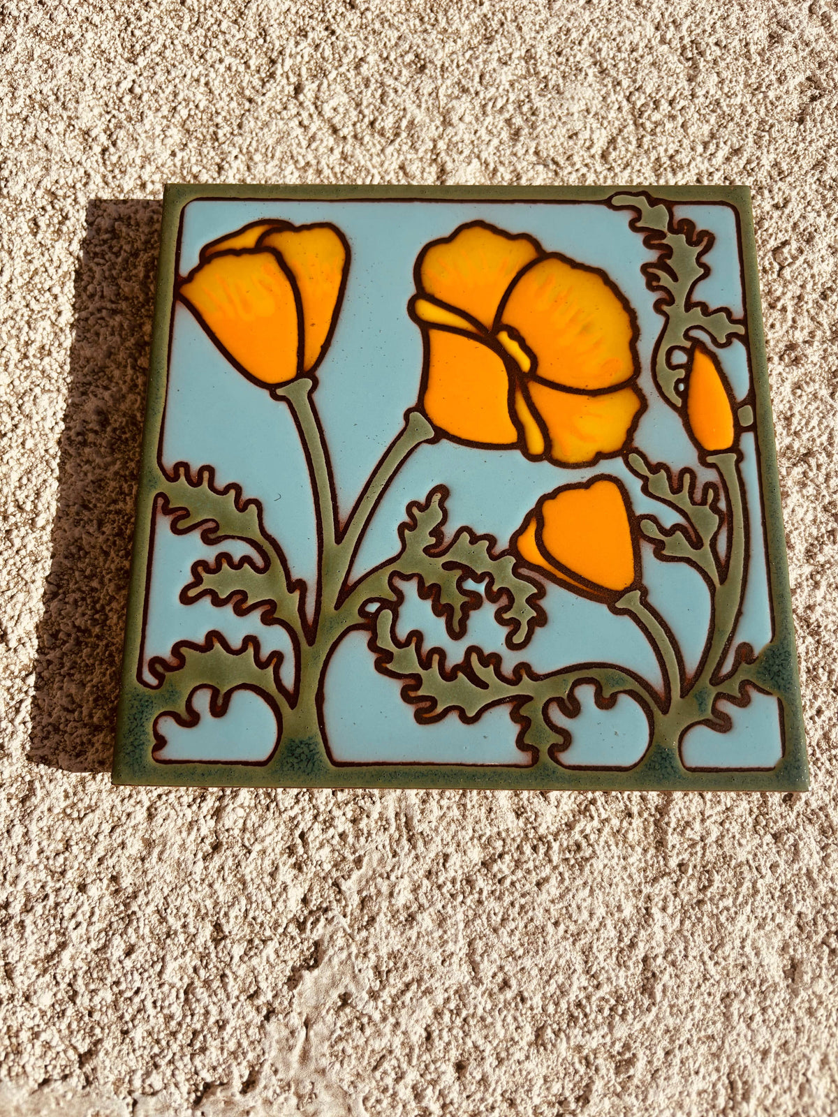Rancho Relaxo Hand Glazed Art Tile Trivet available in Joshua Tree at JT Trading Post