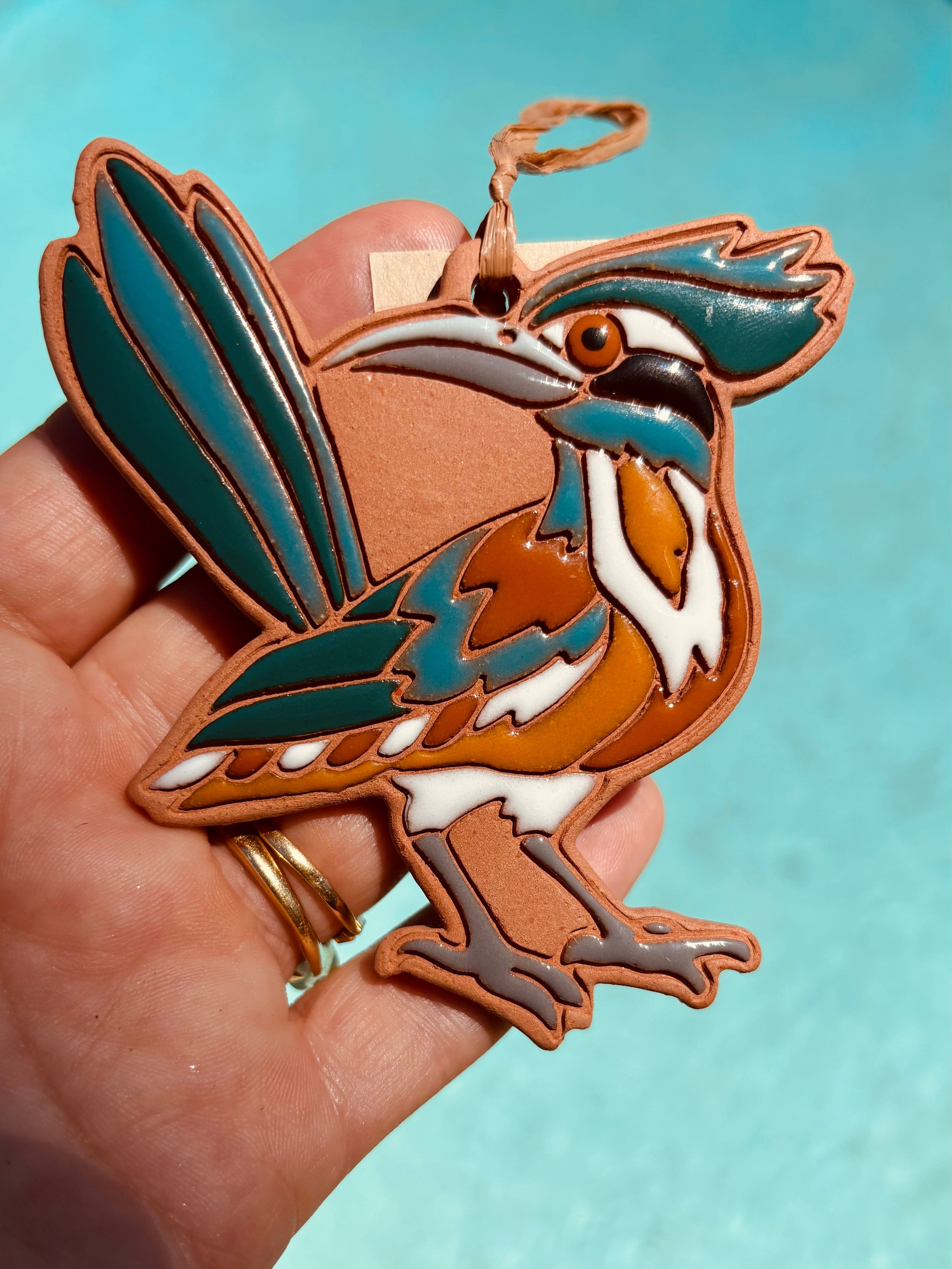Rancho Relaxo Handmade Clay Roadrunner Ornament available in Joshua Tree at JT Trading Post