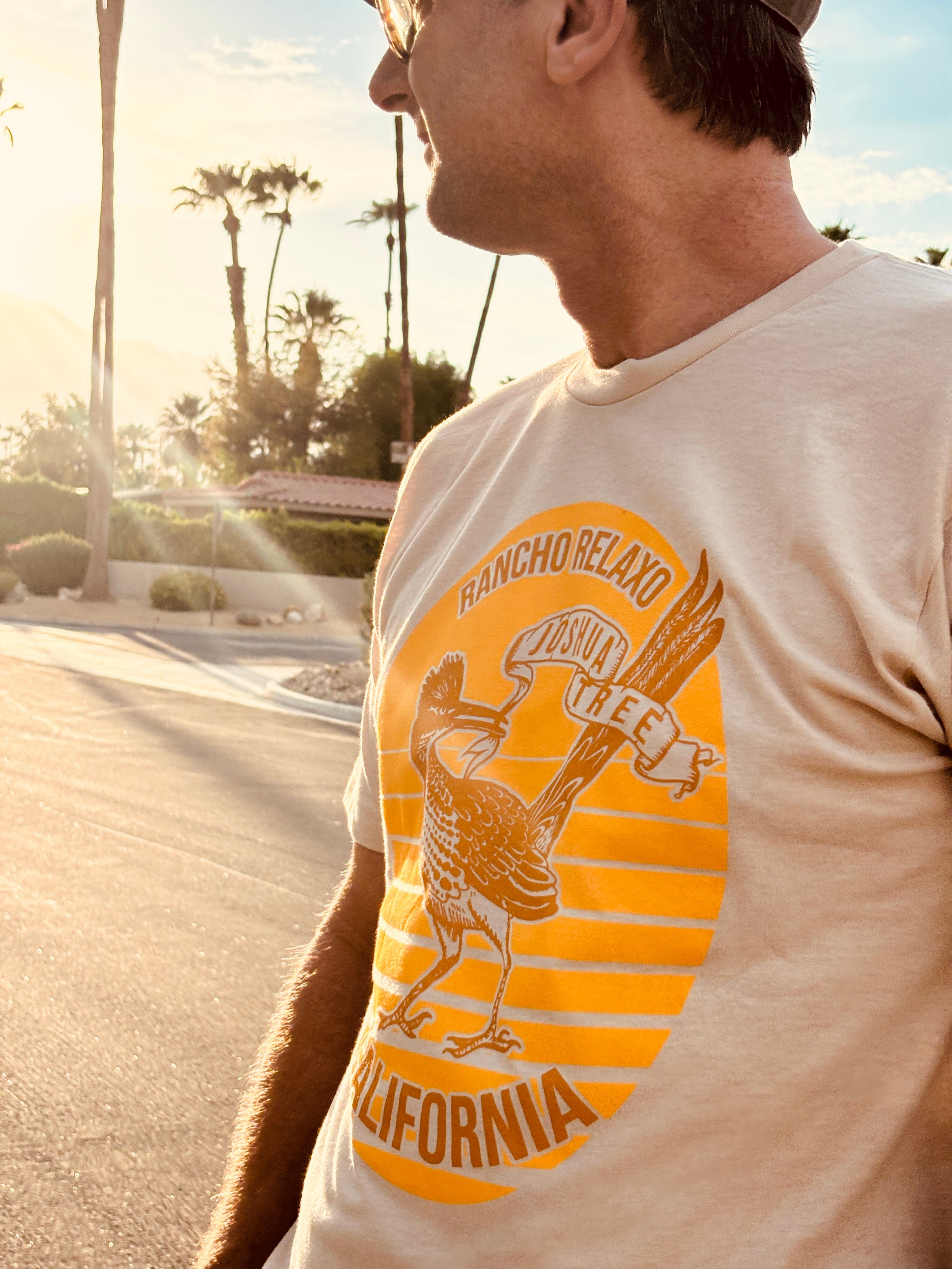 Rancho Relaxo JT, CA Pennant Tee available in Joshua Tree at JT Trading Post
