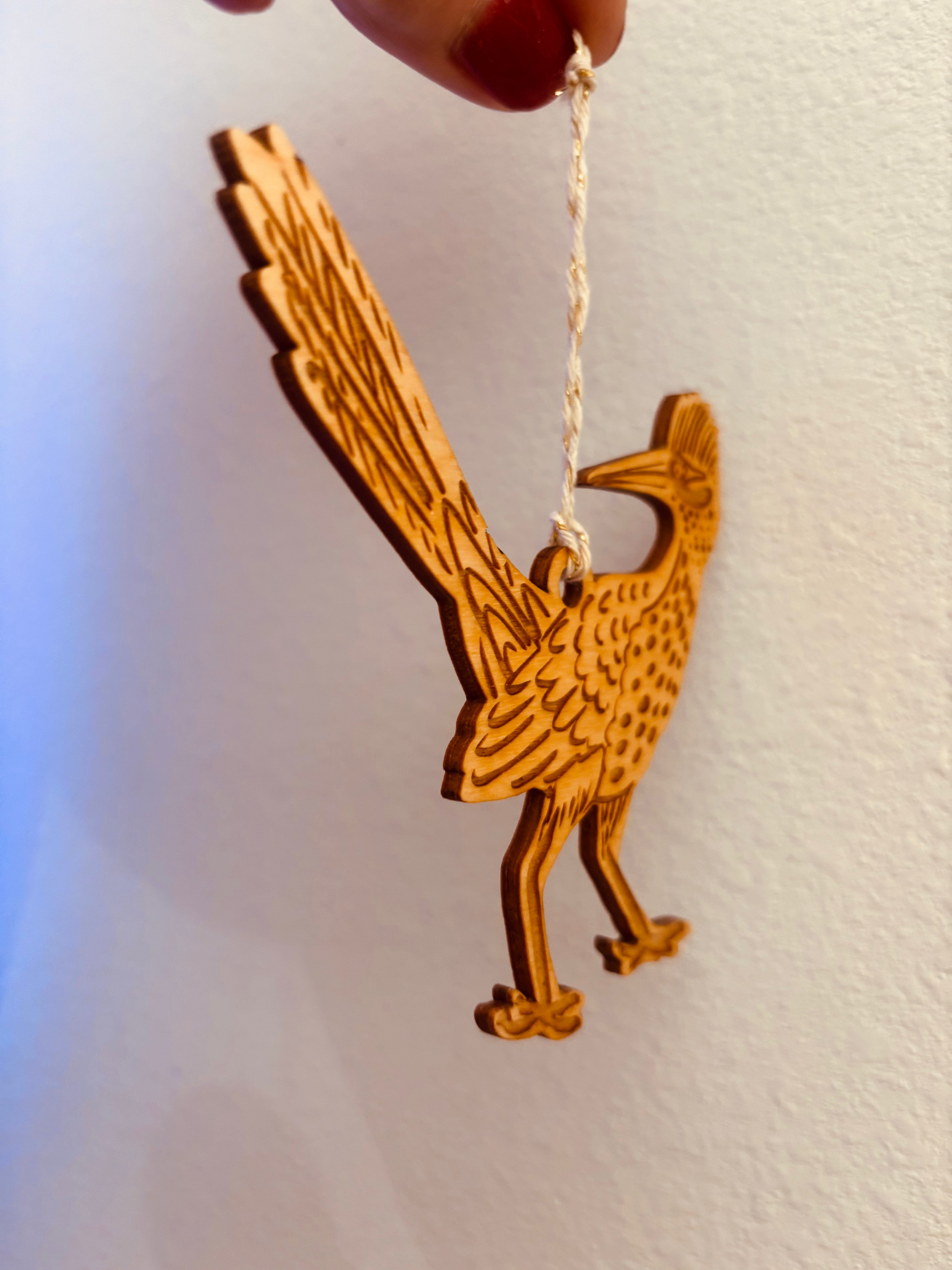 Rancho Relaxo Laser Cut Wood Roadrunner Ornament available in Joshua Tree at JT Trading Post