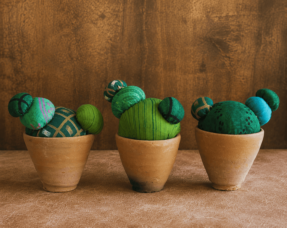 Red Raven Trading Co Recycled Sari Cactus Pin Cushion available in Joshua Tree at JT Trading Post