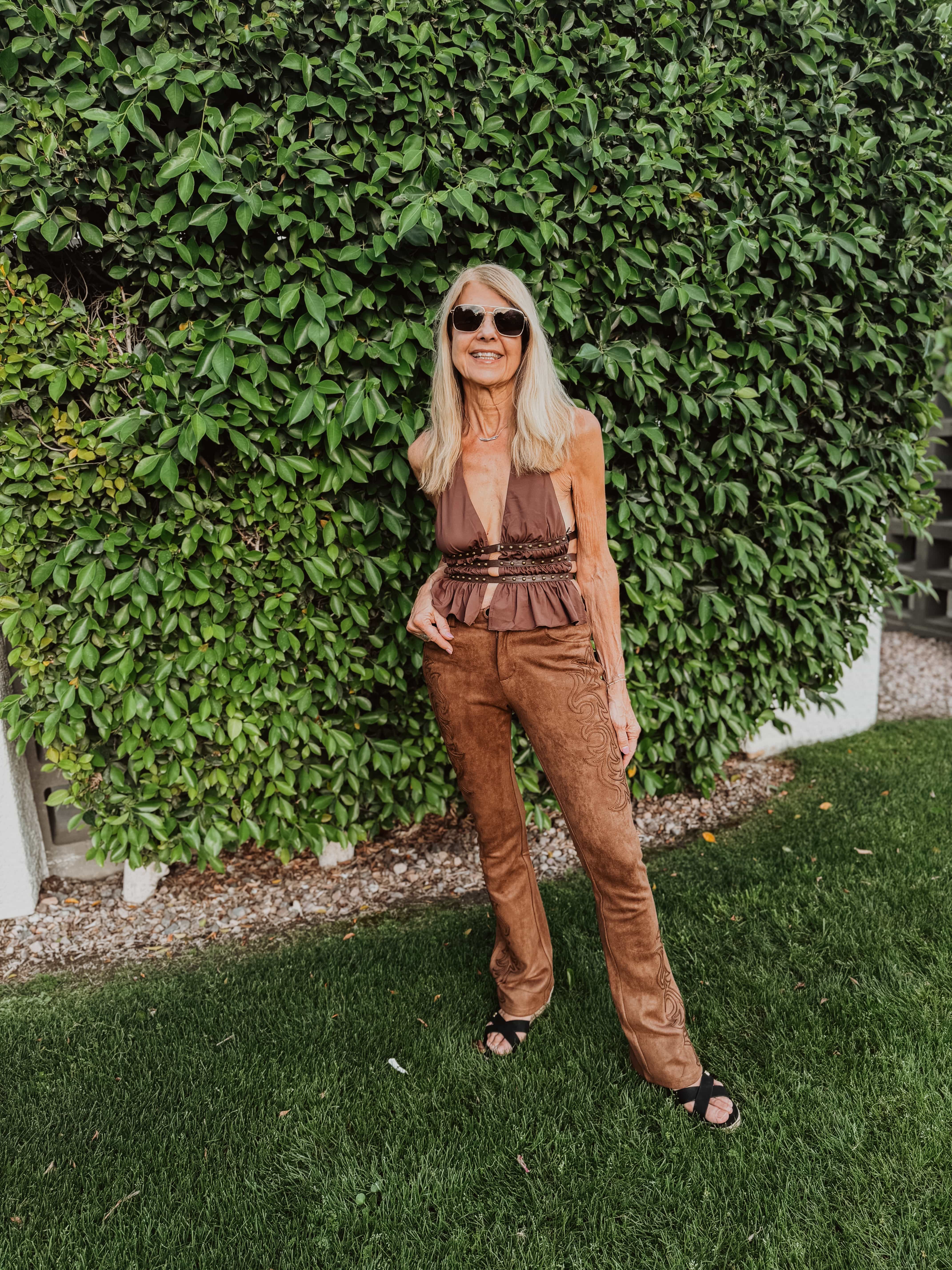 Roaming Travelers Brown Boot Stitch Pants available in Joshua Tree at JT Trading Post