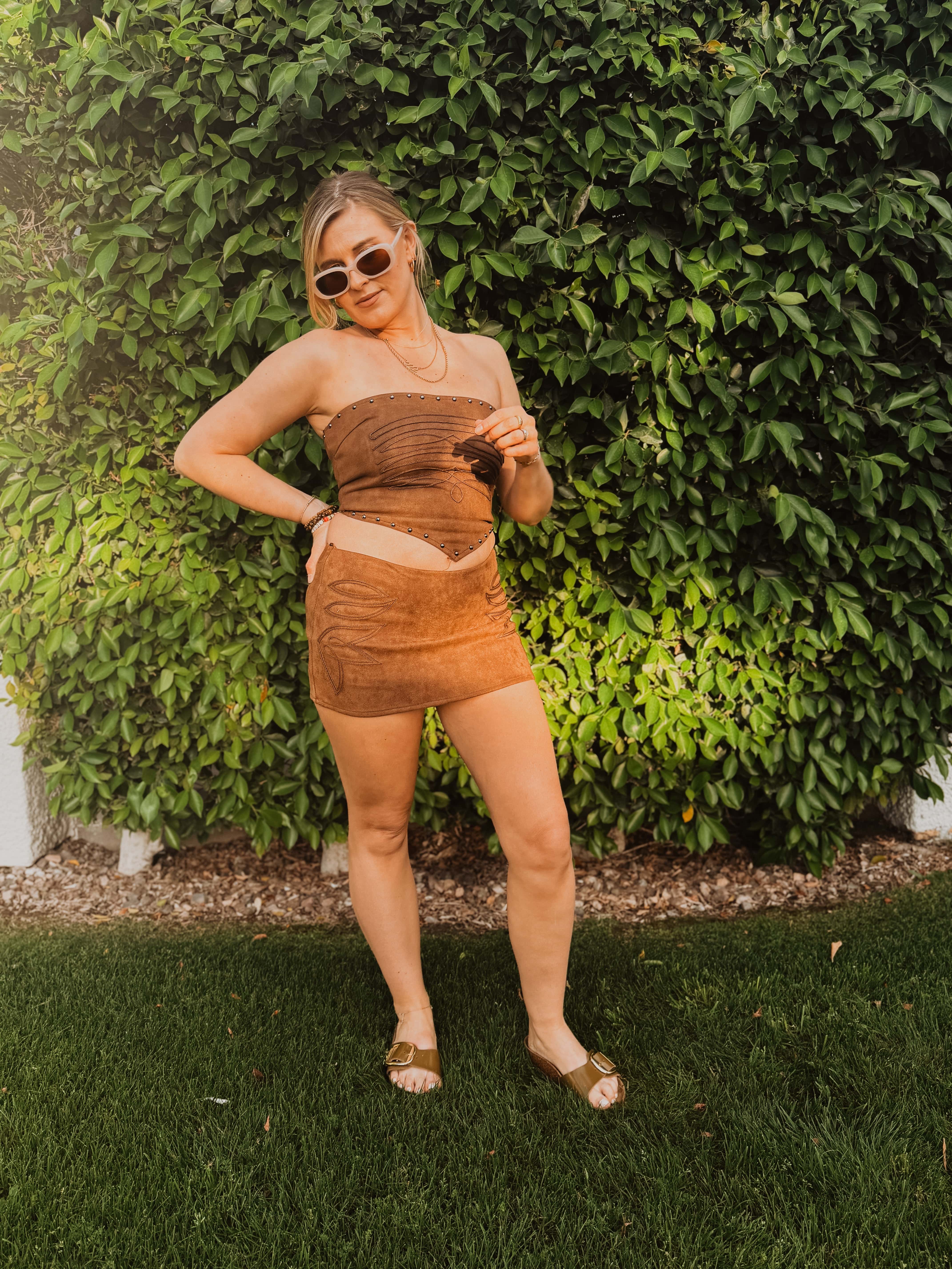 Roaming Travelers Brown Boot Stitch Top available in Joshua Tree at JT Trading Post