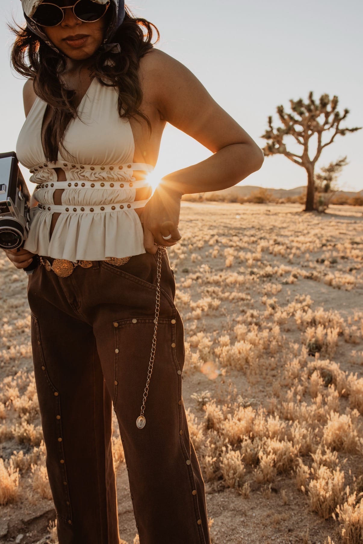 Roaming Travelers Brown Western Studded Pants available in Joshua Tree at JT Trading Post