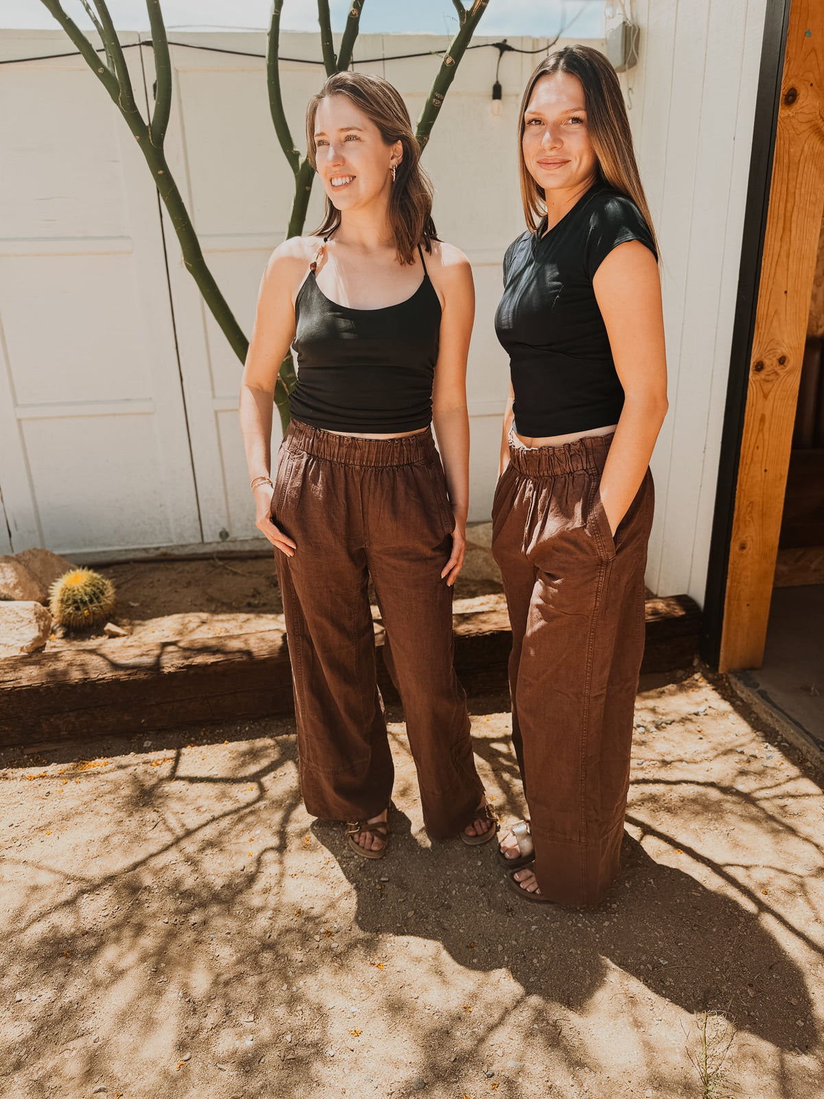 Free People Pants Day's End Linen Pull-On Pants | Expresso