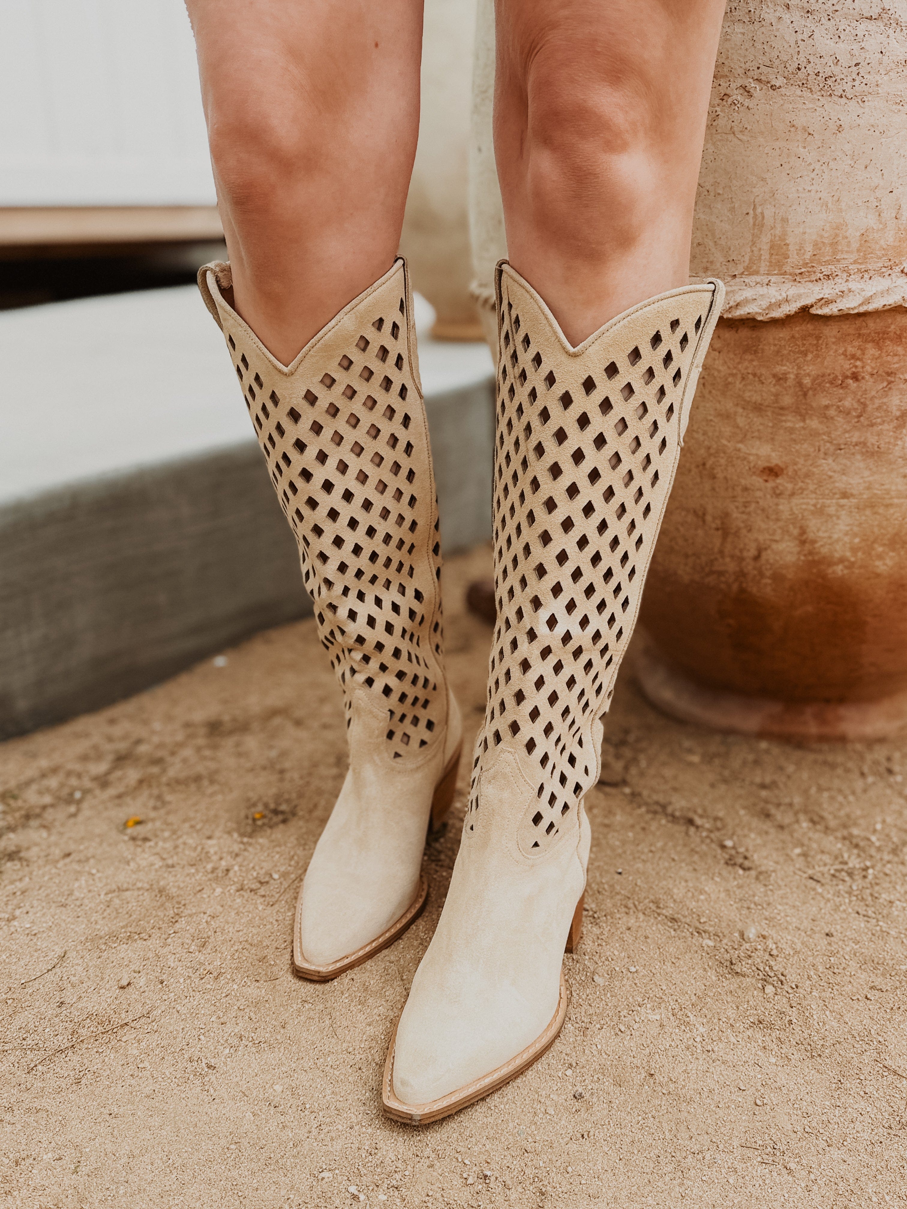 Roaming Travelers Diamonds Are Forever Cowboy Boots | Sand Suede available in Joshua Tree at JT Trading Post