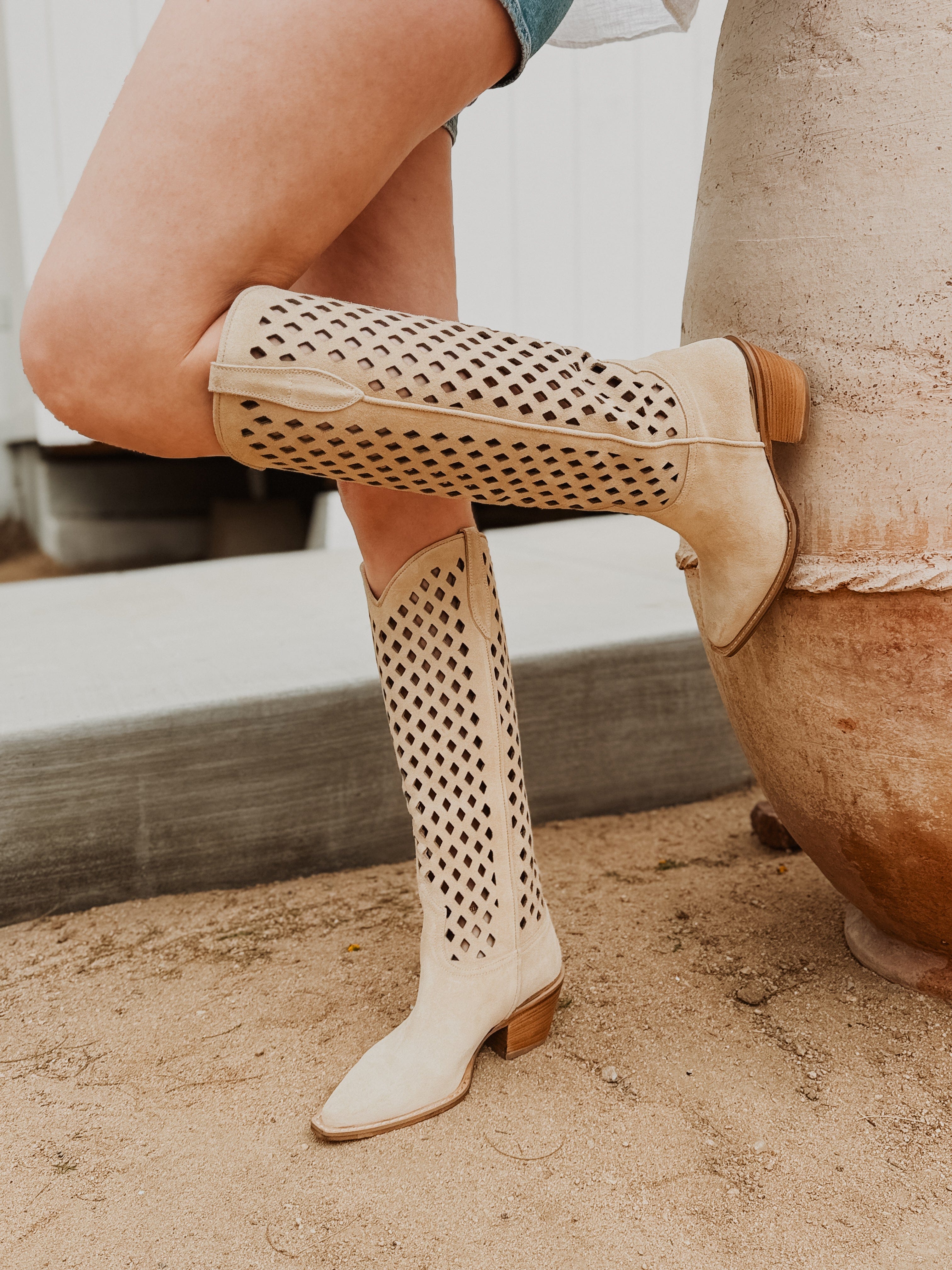Roaming Travelers Diamonds Are Forever Cowboy Boots | Sand Suede available in Joshua Tree at JT Trading Post