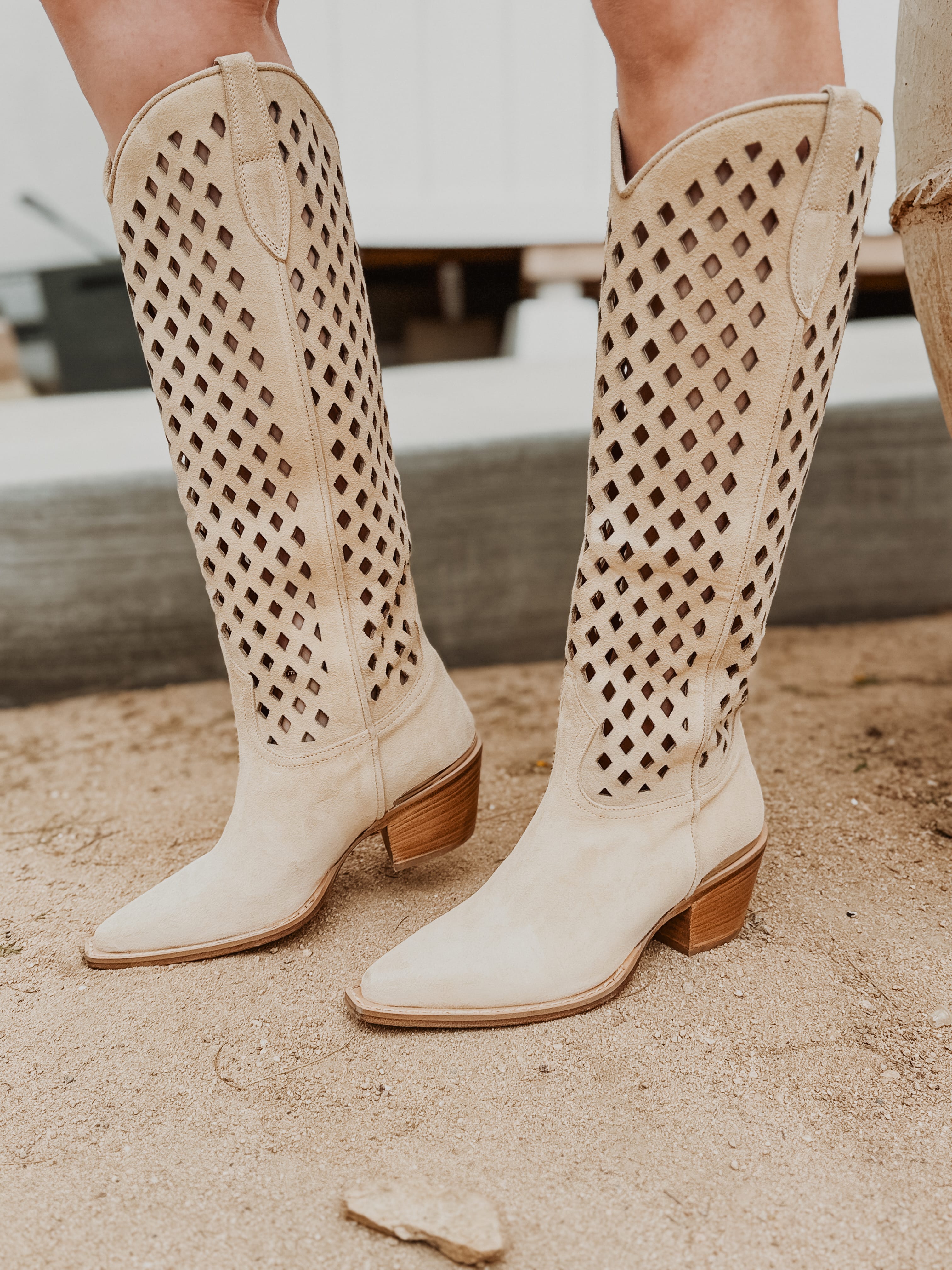 Roaming Travelers Diamonds Are Forever Cowboy Boots | Sand Suede available in Joshua Tree at JT Trading Post