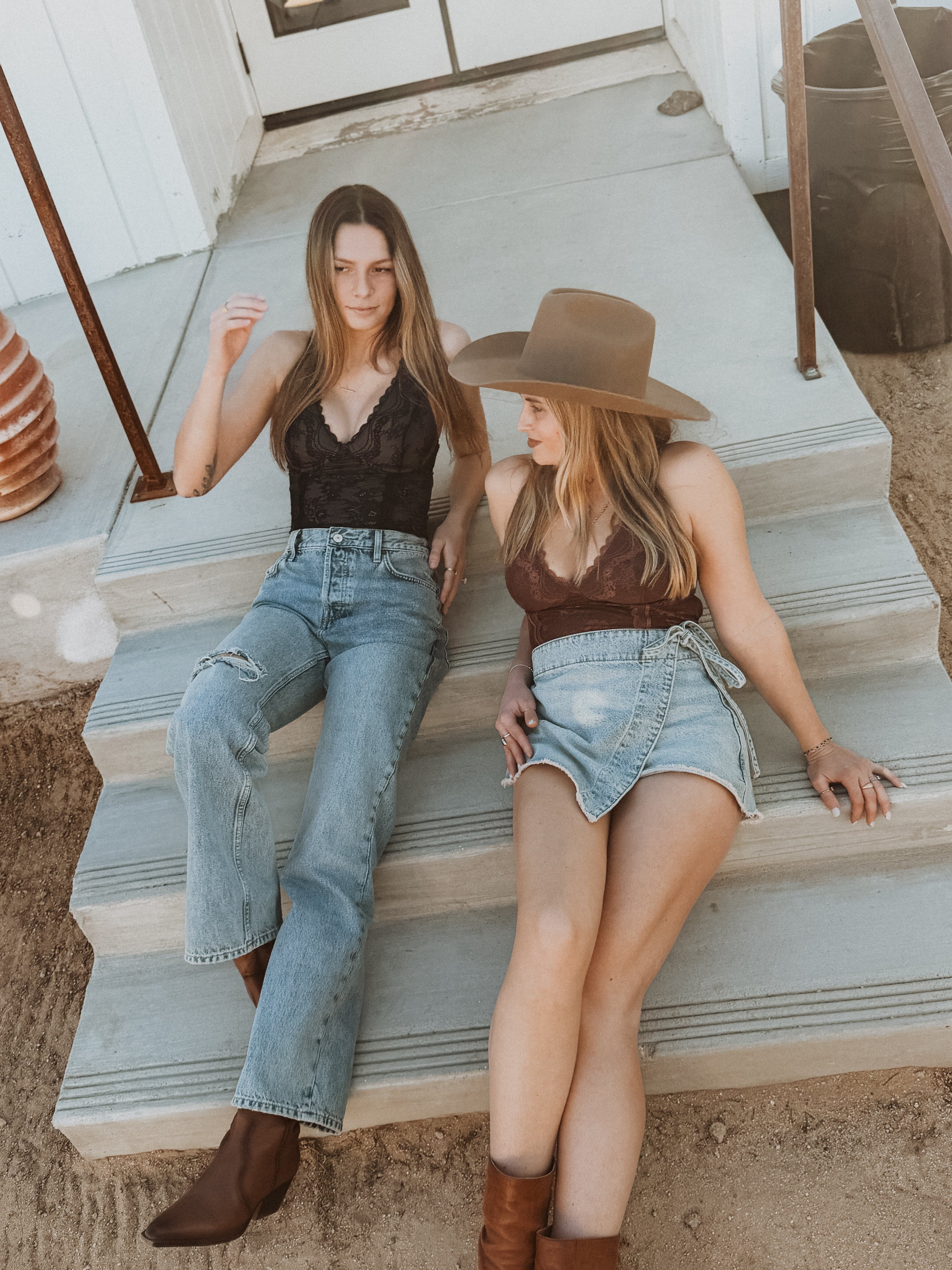 Roaming Travelers Emmy Denim Skort available in Joshua Tree at JT Trading Post