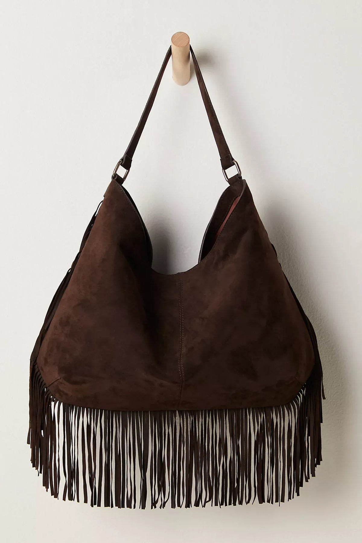 Roaming Travelers Finn Fringe Suede Shoulder Bag | Expresso available in Joshua Tree at JT Trading Post