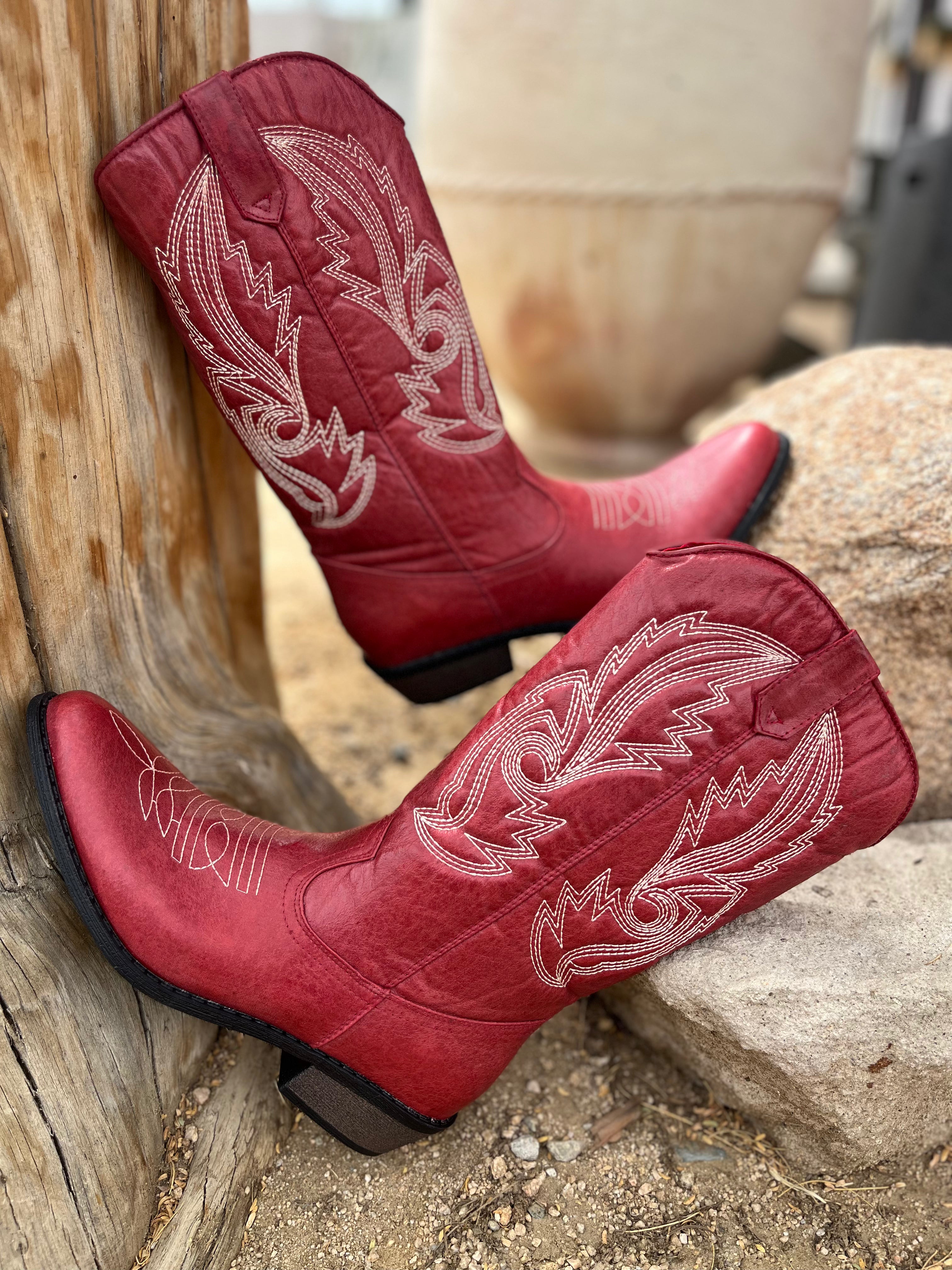 Roaming Travelers Gaucho Western  Boot | Red available in Joshua Tree at JT Trading Post