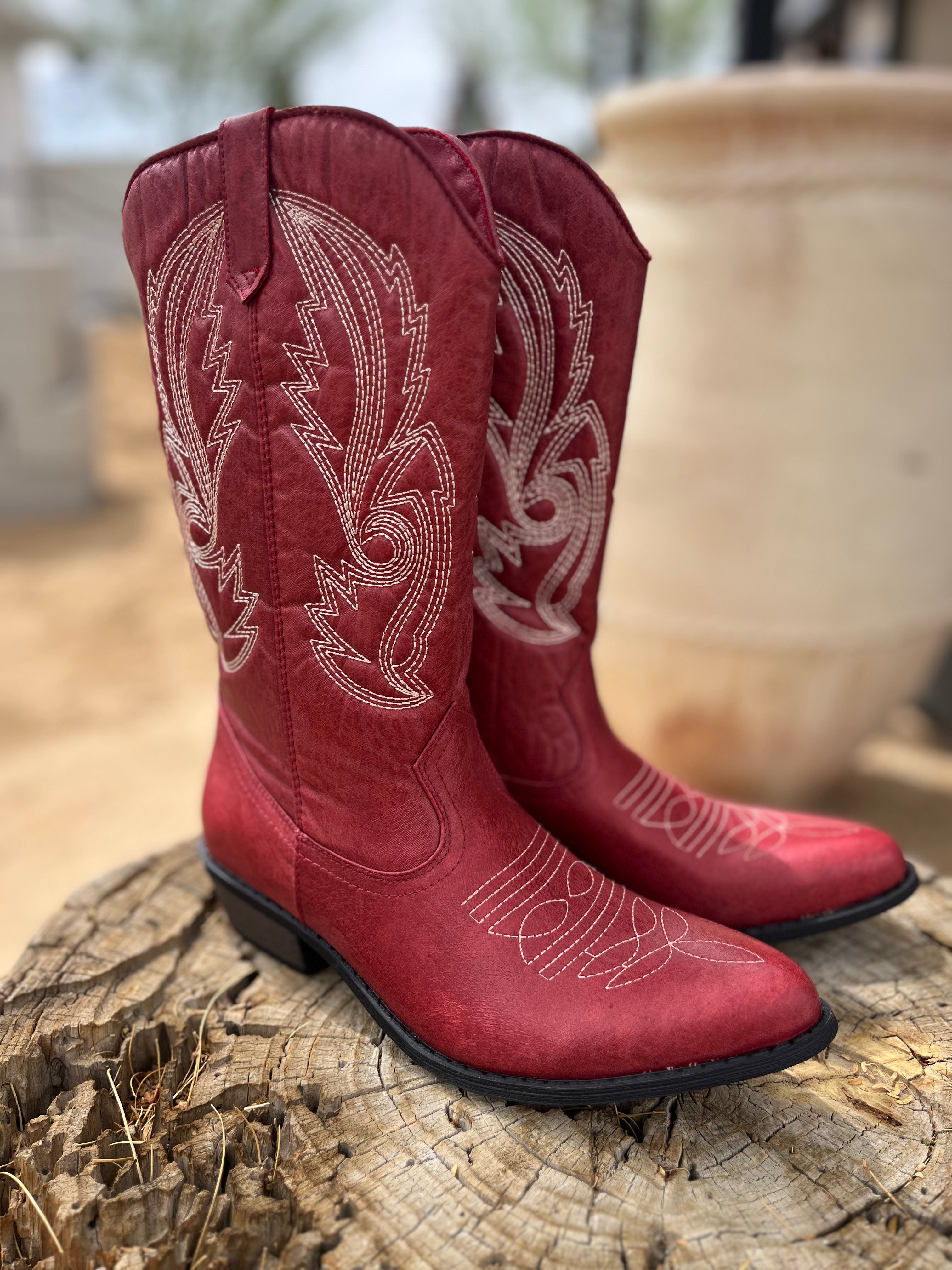 Roaming Travelers Gaucho Western  Boot | Red available in Joshua Tree at JT Trading Post