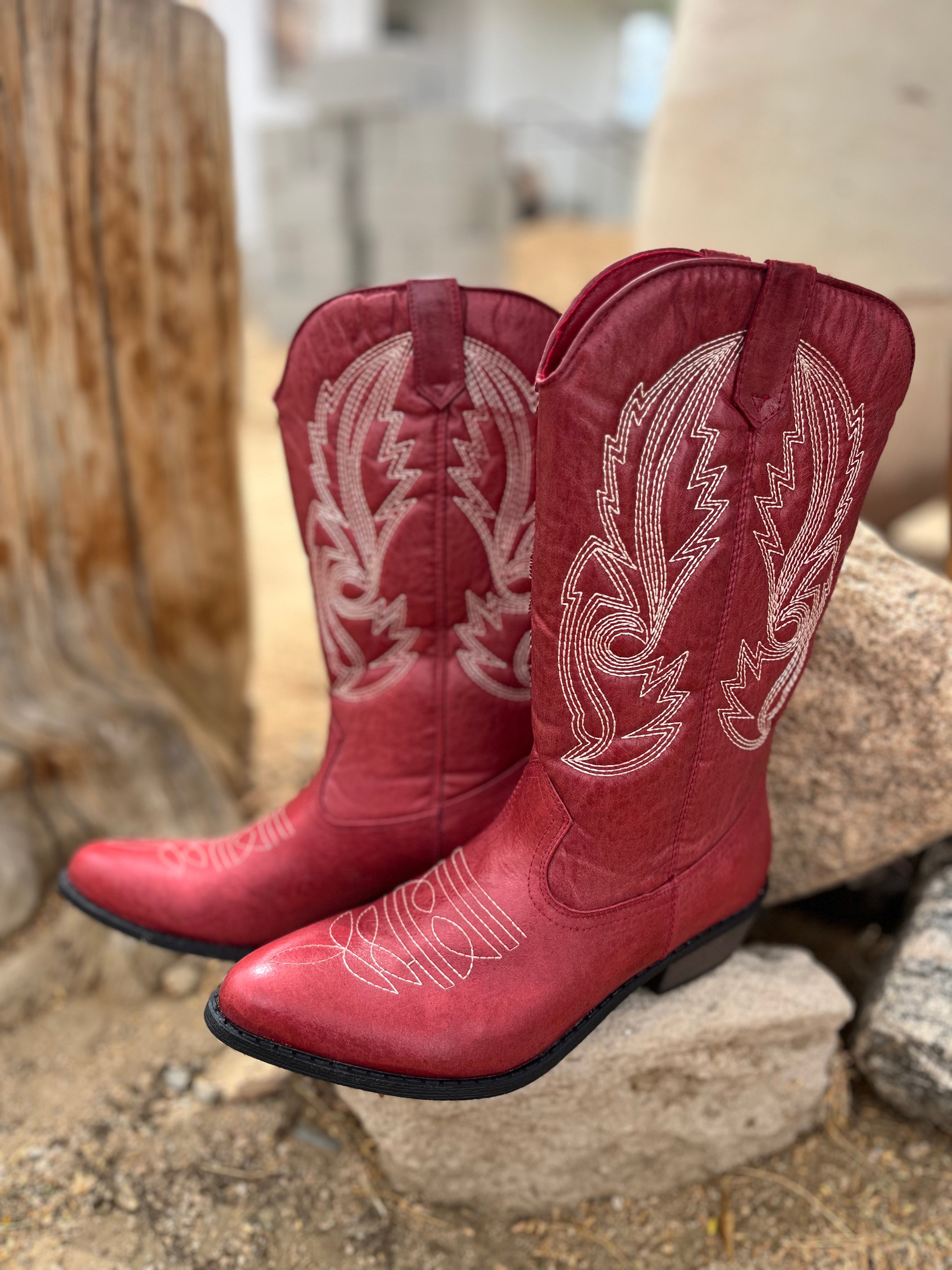 Roaming Travelers Gaucho Western  Boot | Red available in Joshua Tree at JT Trading Post